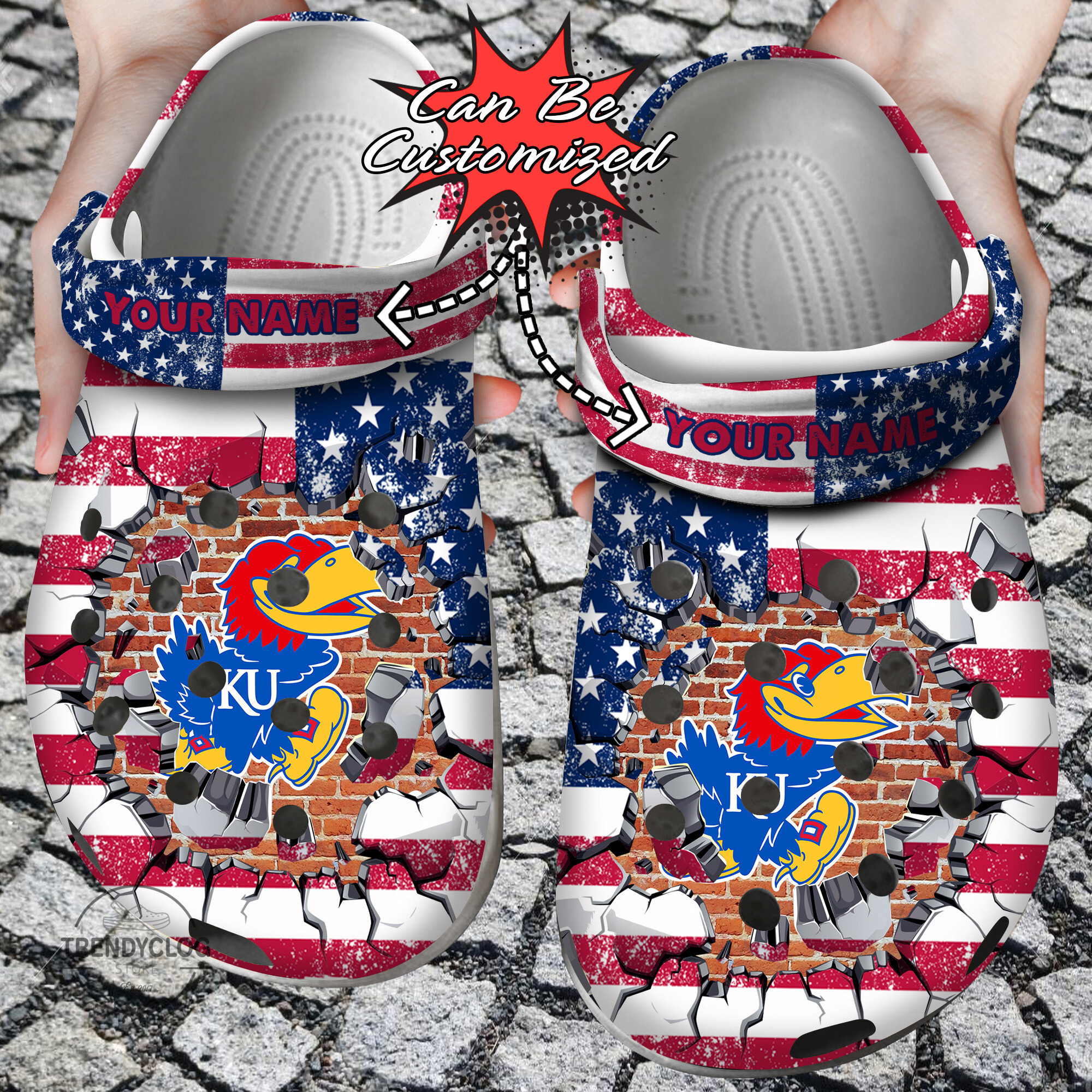 Footwearmerch Sport Personalized KJayhawks University American Flag New Clog Shoes