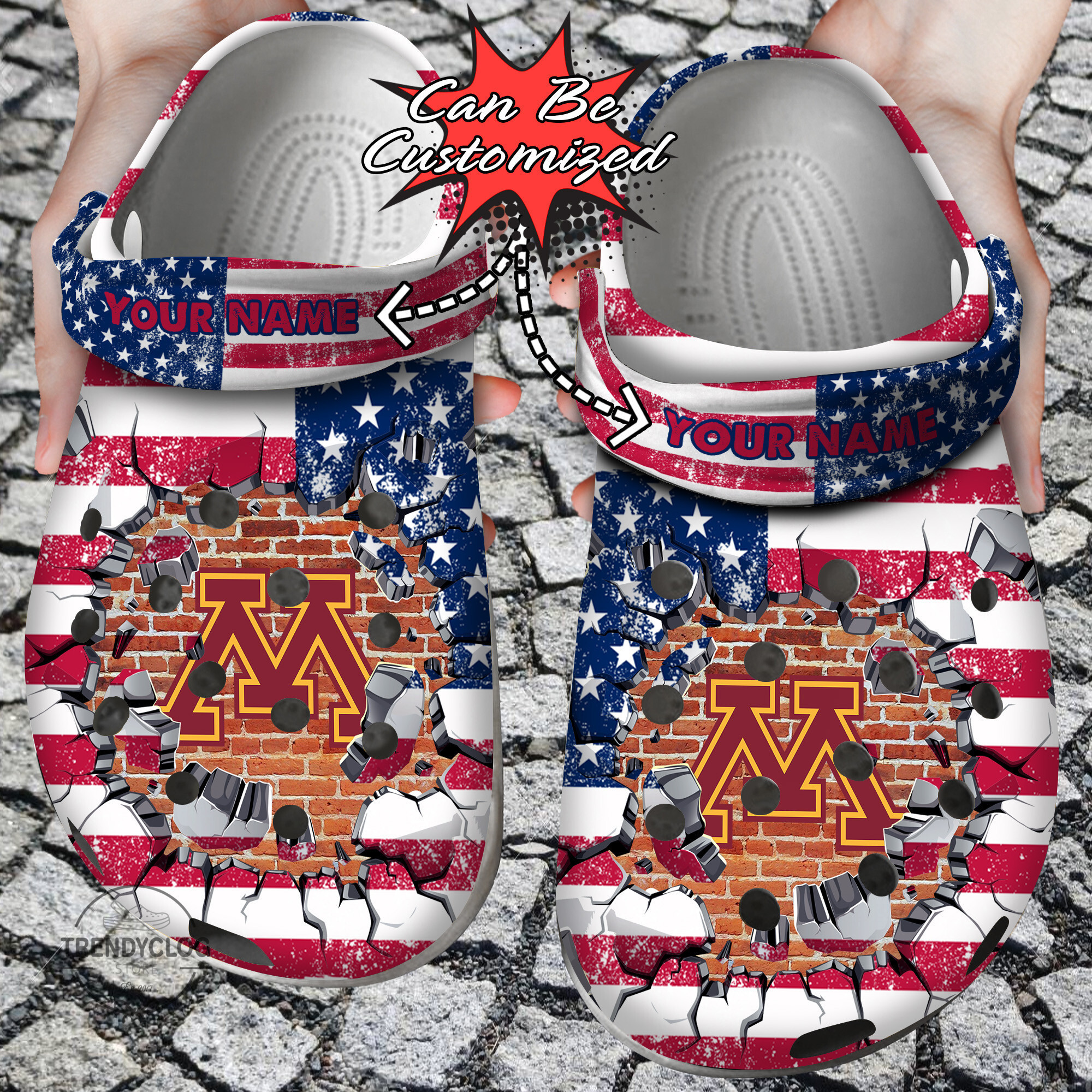 Footwearmerch Sport Personalized MGolden Gophers University American Flag New Clog Shoes