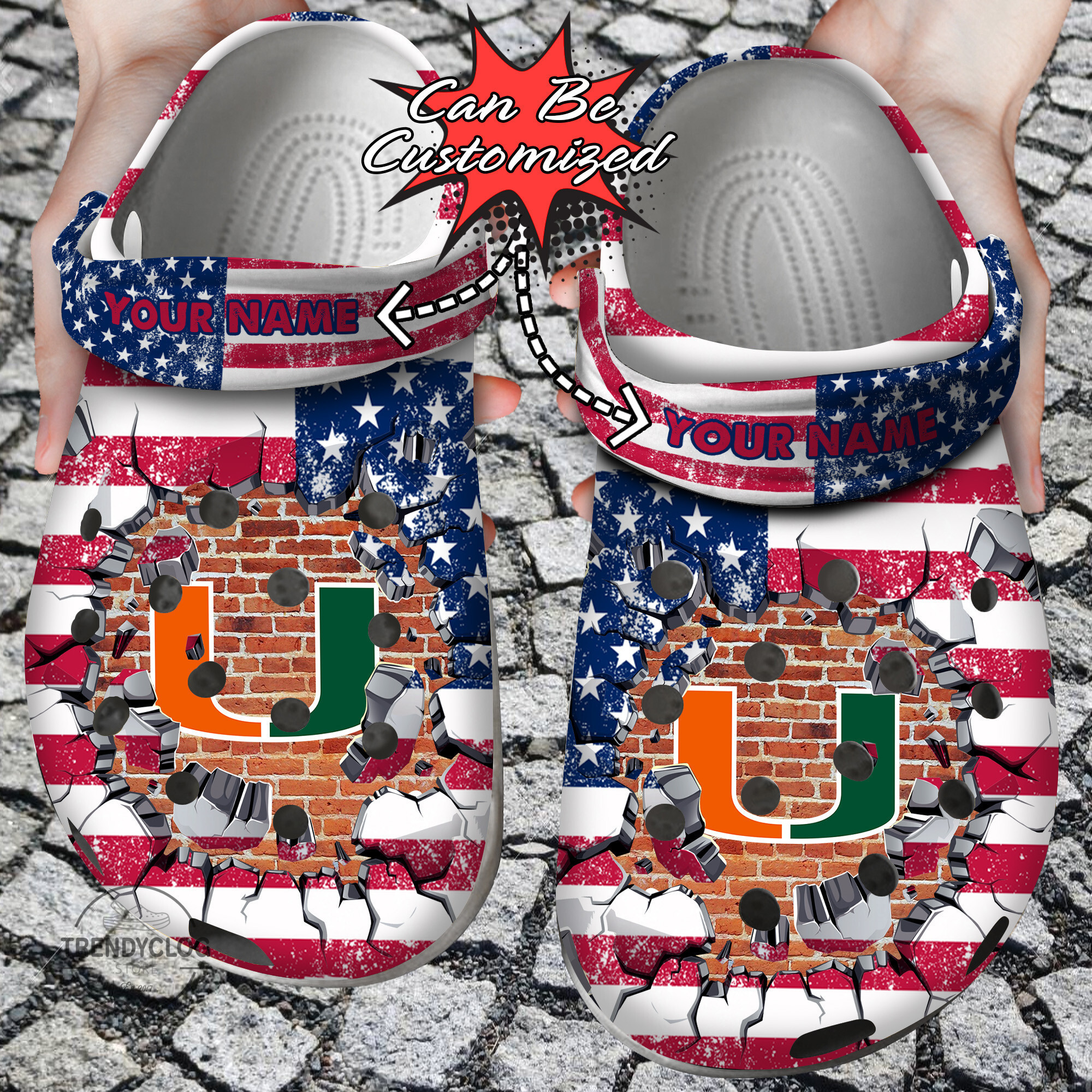 Footwearmerch Sport Personalized MHurricanes University American Flag New Clog Shoes