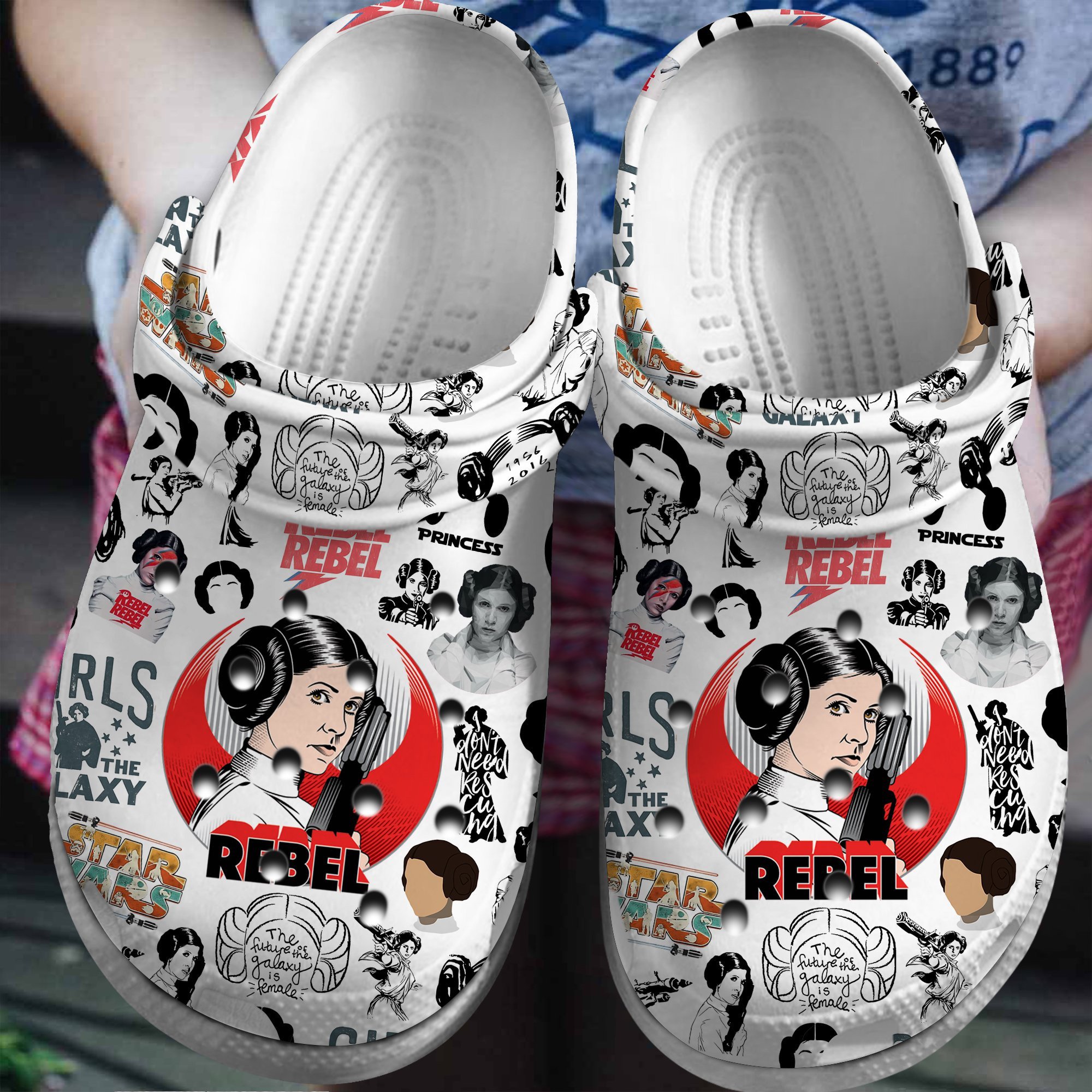 Footwearmerch Star Wars Movie leia Mother Day Crocs Crocband Clogs Shoes Comfortable For Men Women and Kids