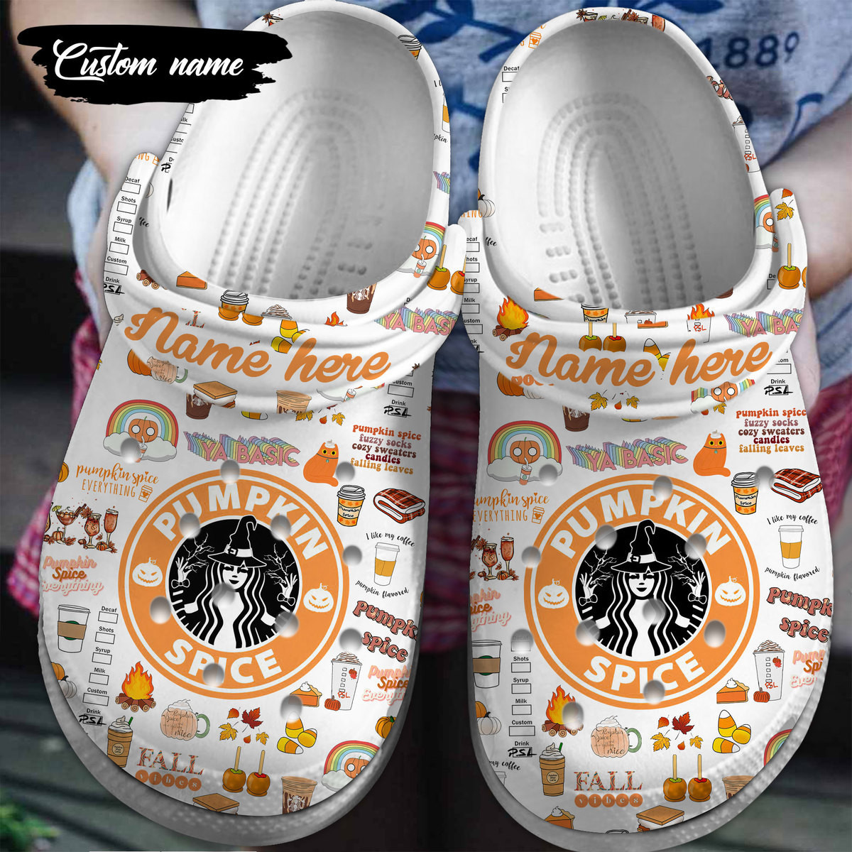 Footwearmerch Starbucks Pumpkin Spice Crocs Crocband Clogs Shoes Comfortable For Men Women and Kids