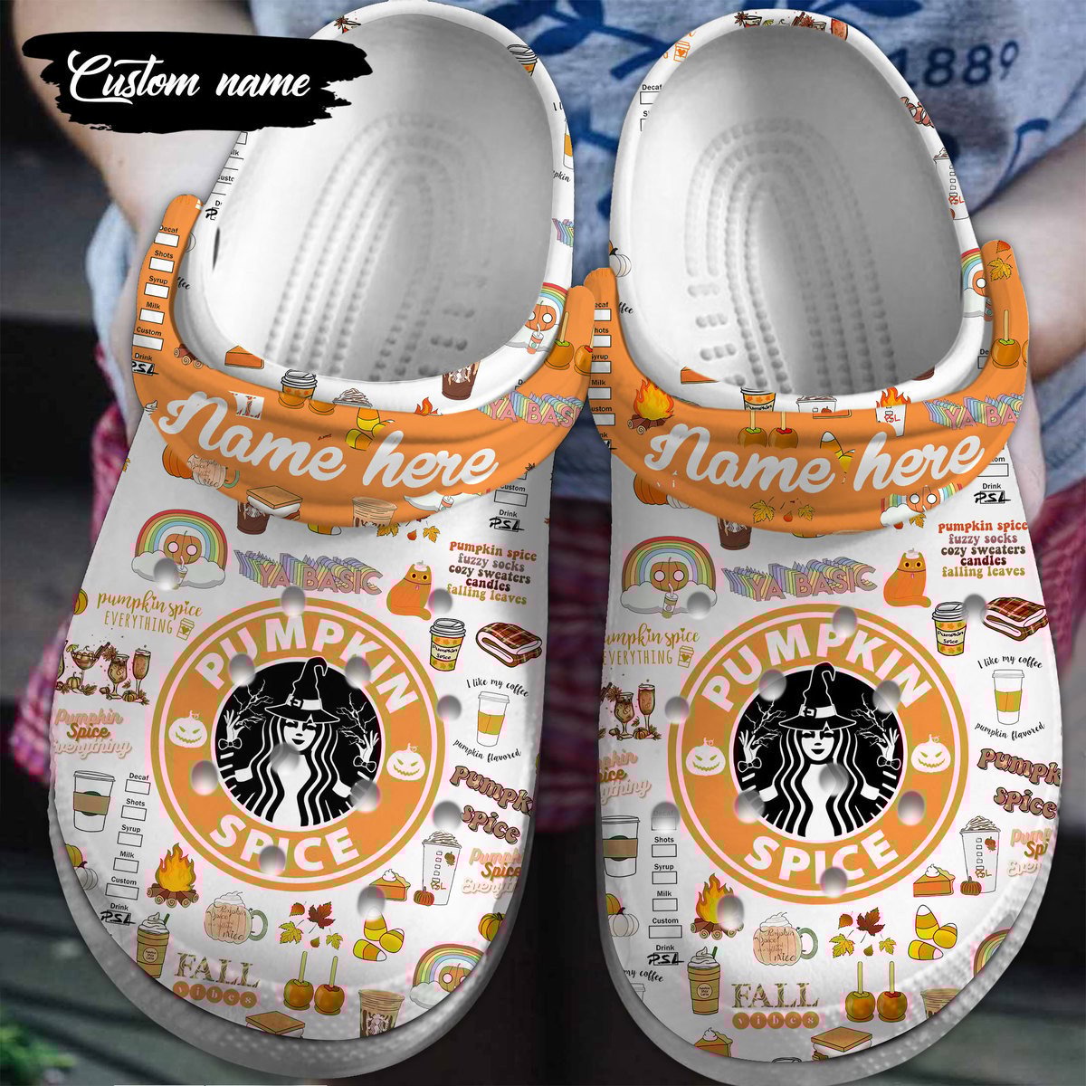 Footwearmerch Starbucks Pumpkin Spice Crocs Crocband Clogs Shoes Comfortable For Men Women and Kids