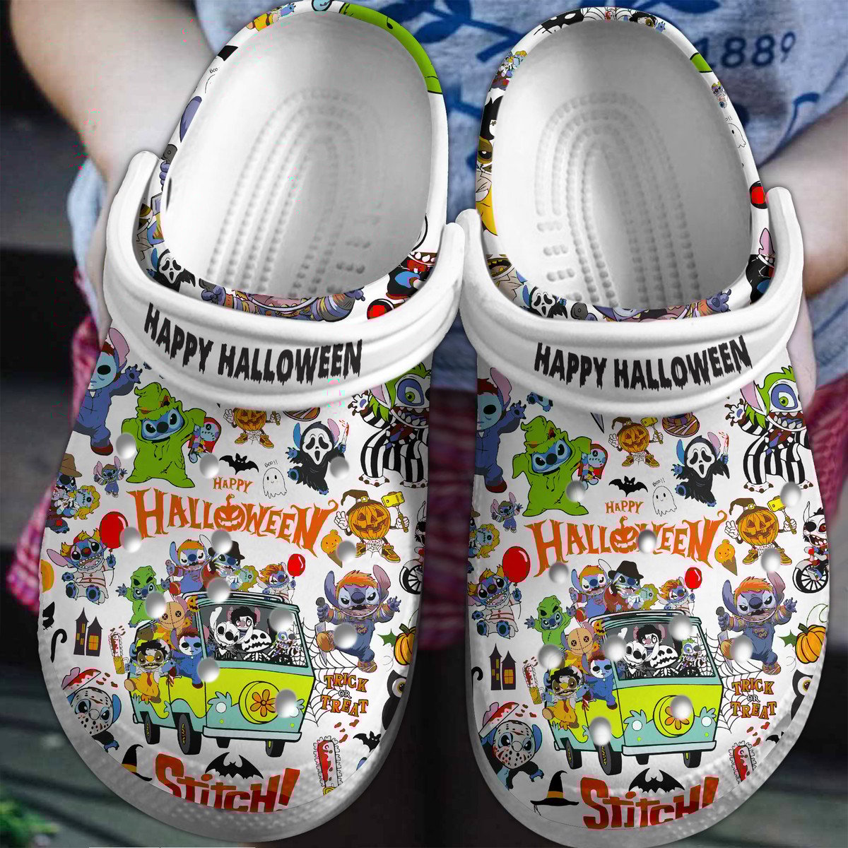 Footwearmerch Stitch Cartoon Crocs Crocband Clogs Shoes Comfortable For Men Women and Kids