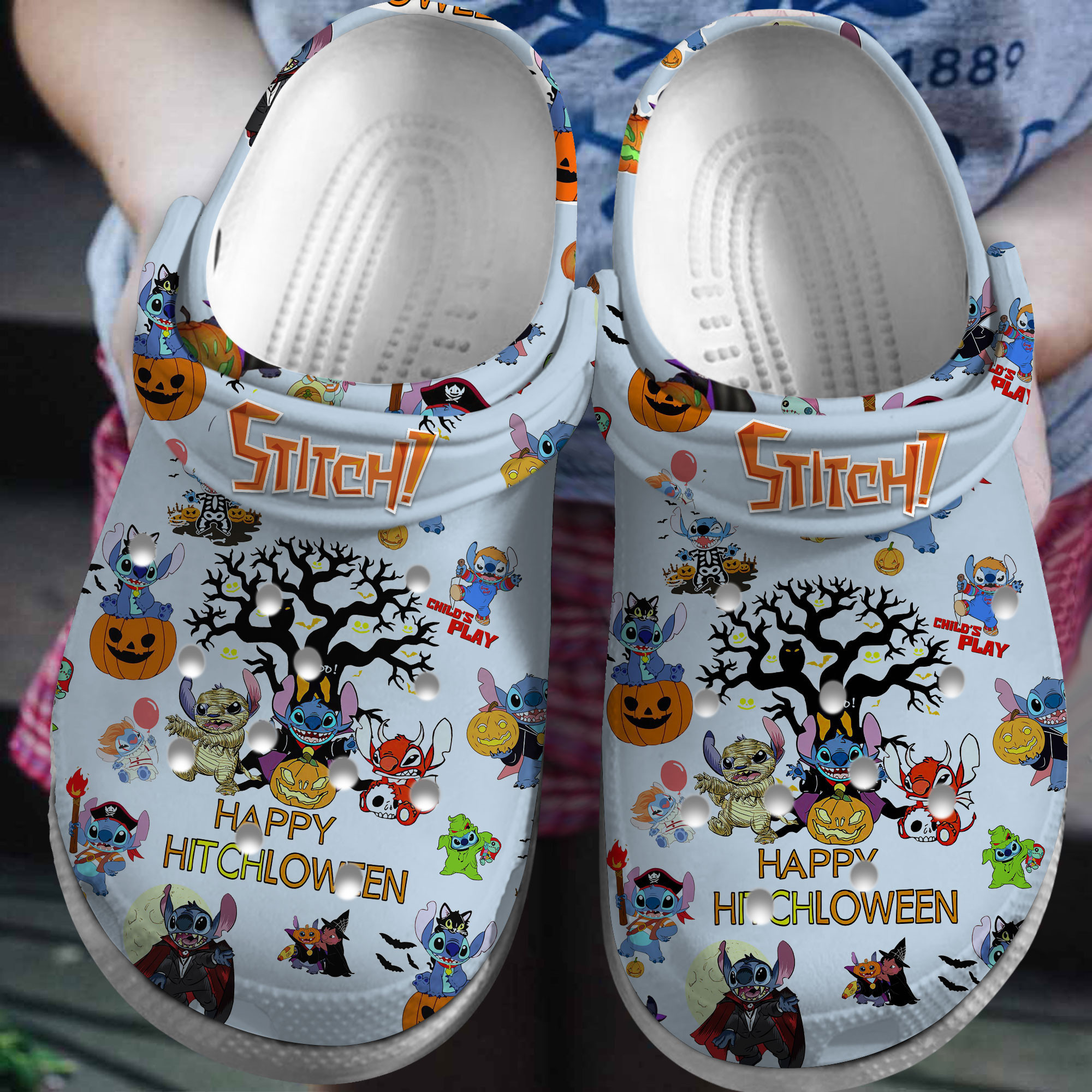 Footwearmerch Stitch Cartoon Crocs Crocband Clogs Shoes Comfortable For Men Women and Kids