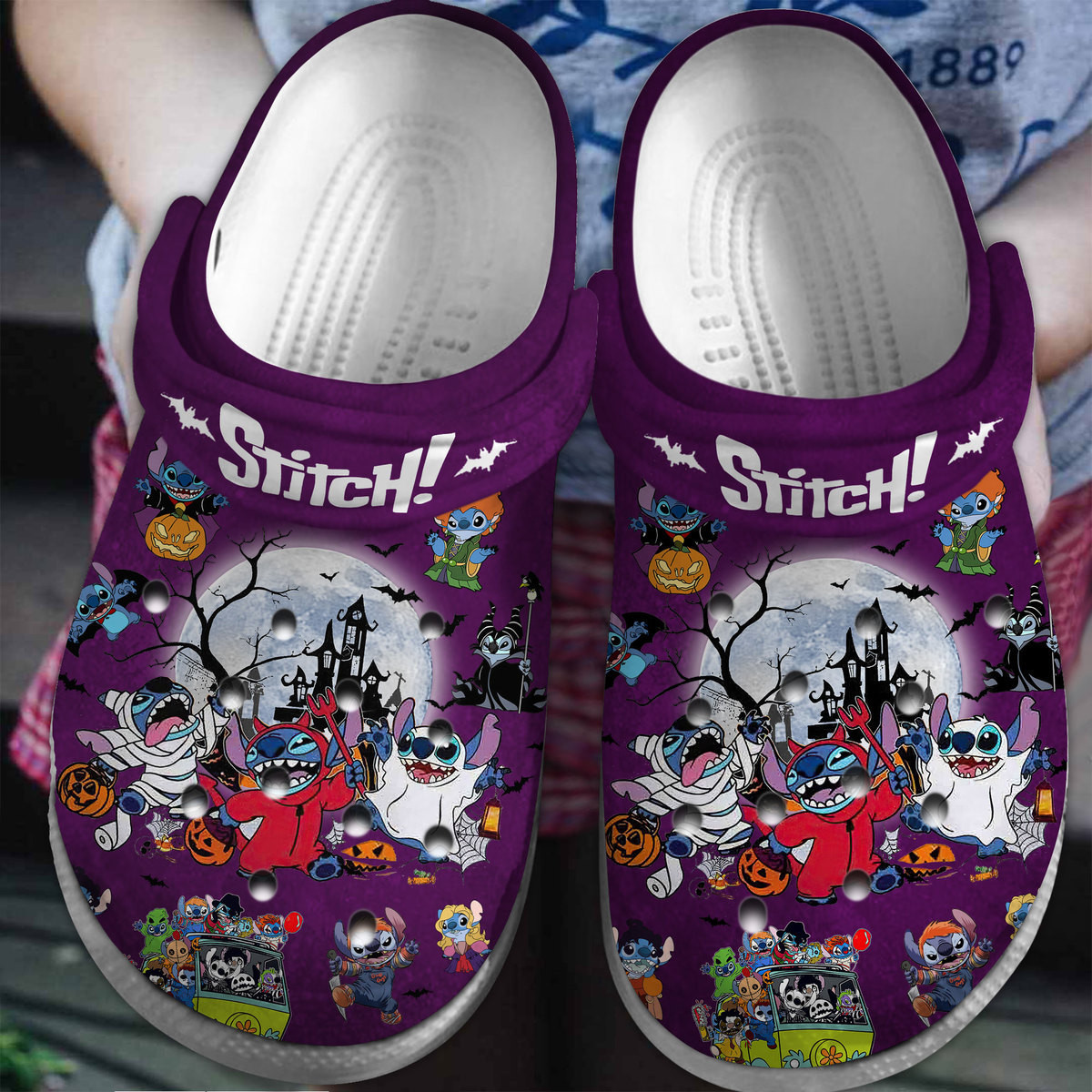 Footwearmerch Stitch Cartoon Crocs Crocband Clogs Shoes Comfortable For Men Women and Kids