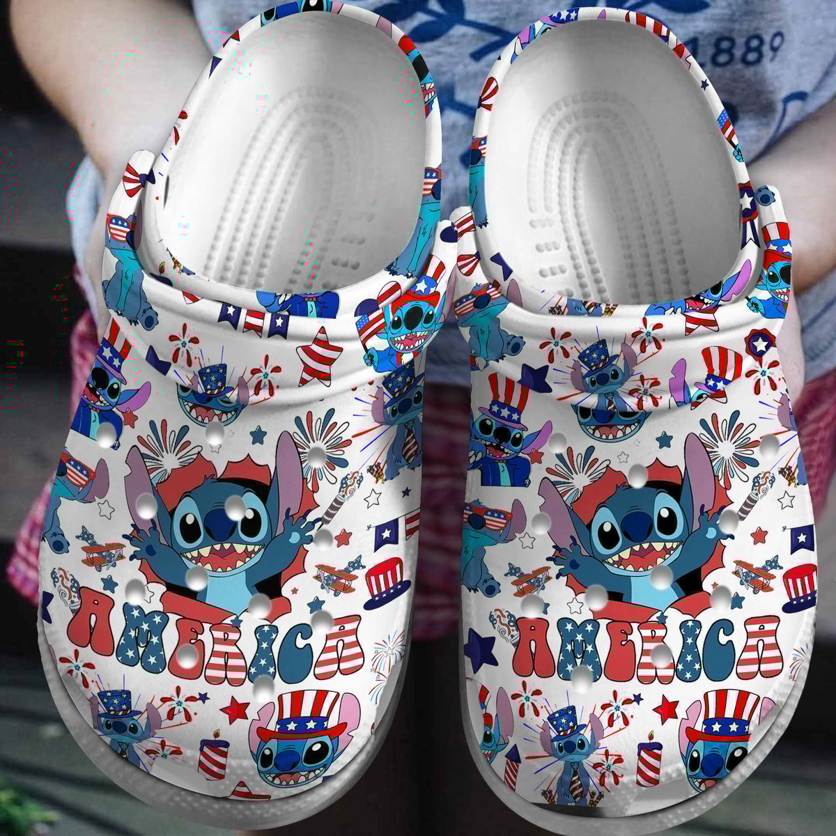 Footwearmerch Stitch Cartoon Crocs Crocband Clogs Shoes Comfortable For Men Women and Kids