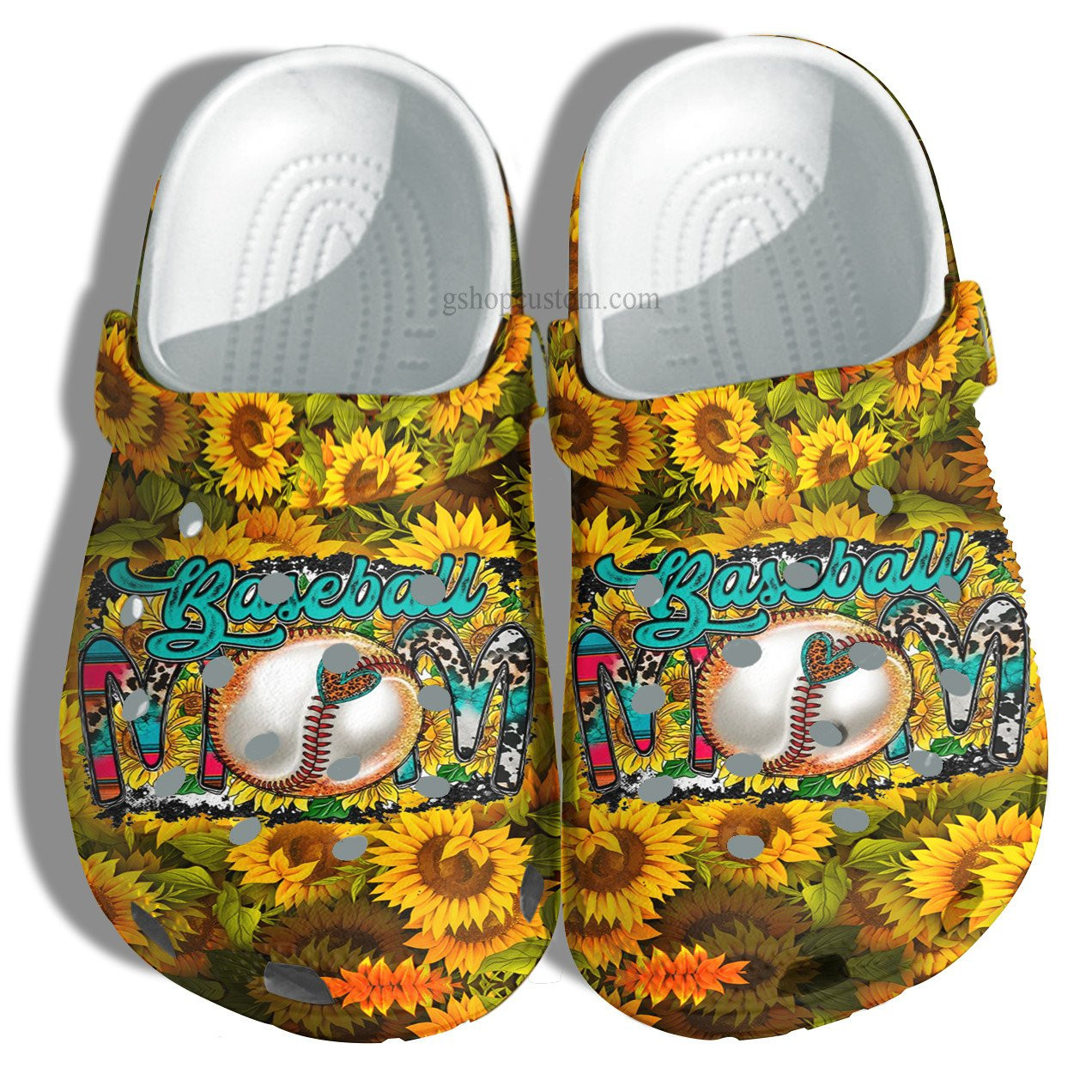 Footwearmerch Sunflower Baseball Mom Farm Girl Shoes For Wife Mom Grandma - Farmer Baseball Mom Sunflower Shoes Croc Clogs