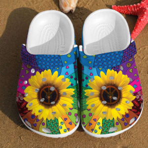 Footwearmerch Sunflower Hippie Pattern Girl Classic Style Rubber clog Shoes Comfy Footwear