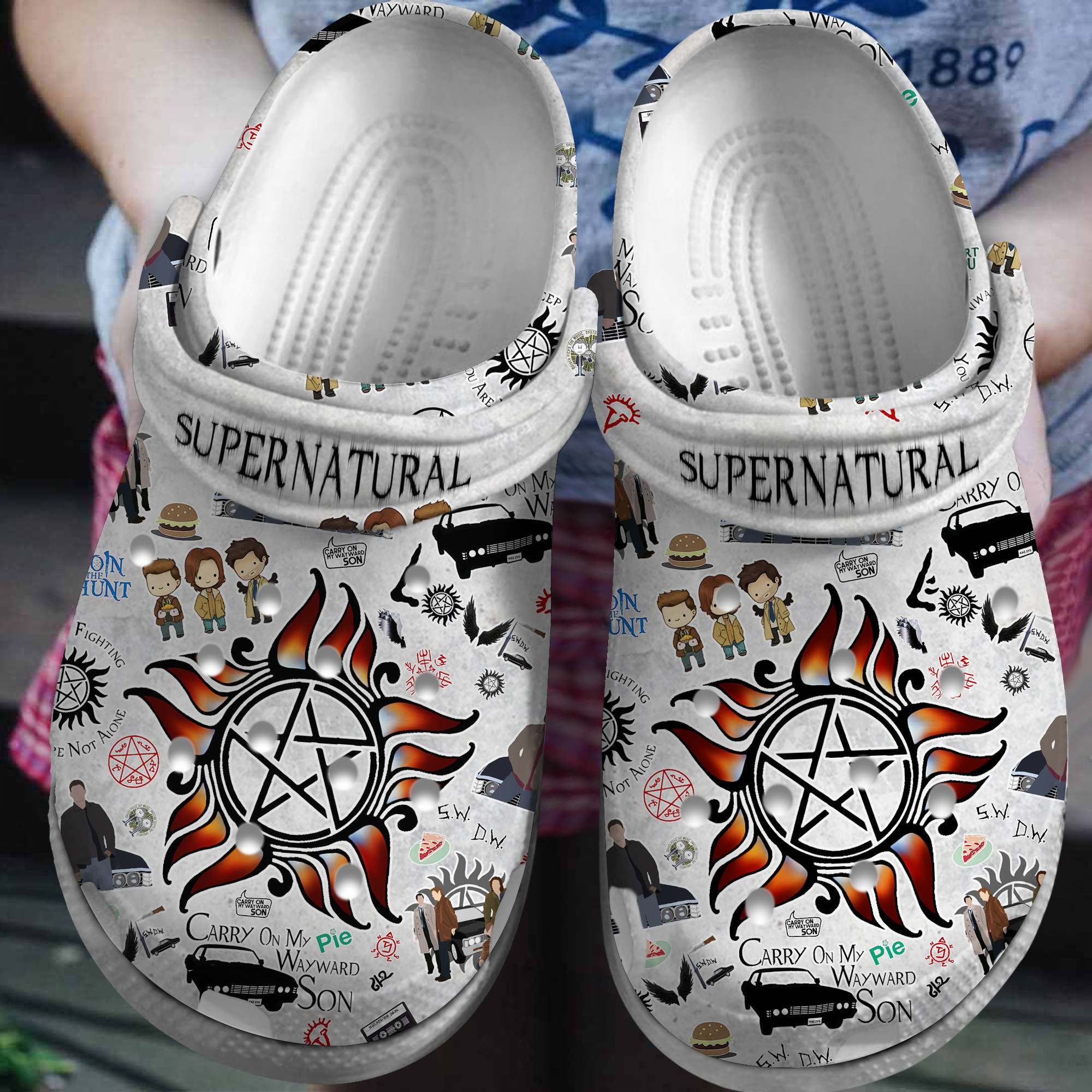 Footwearmerch Supernatural TV Series Crocs Crocband Clogs Shoes Comfortable For Men Women and Kids