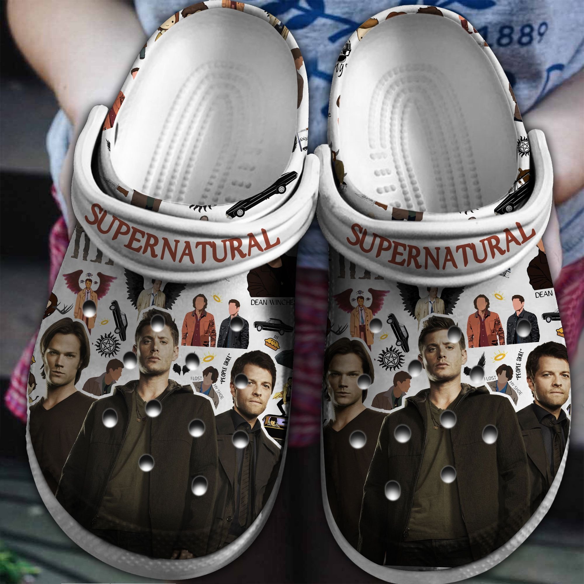 Footwearmerch Supernatural TV Series Crocs Crocband Clogs Shoes Comfortable For Men Women and Kids