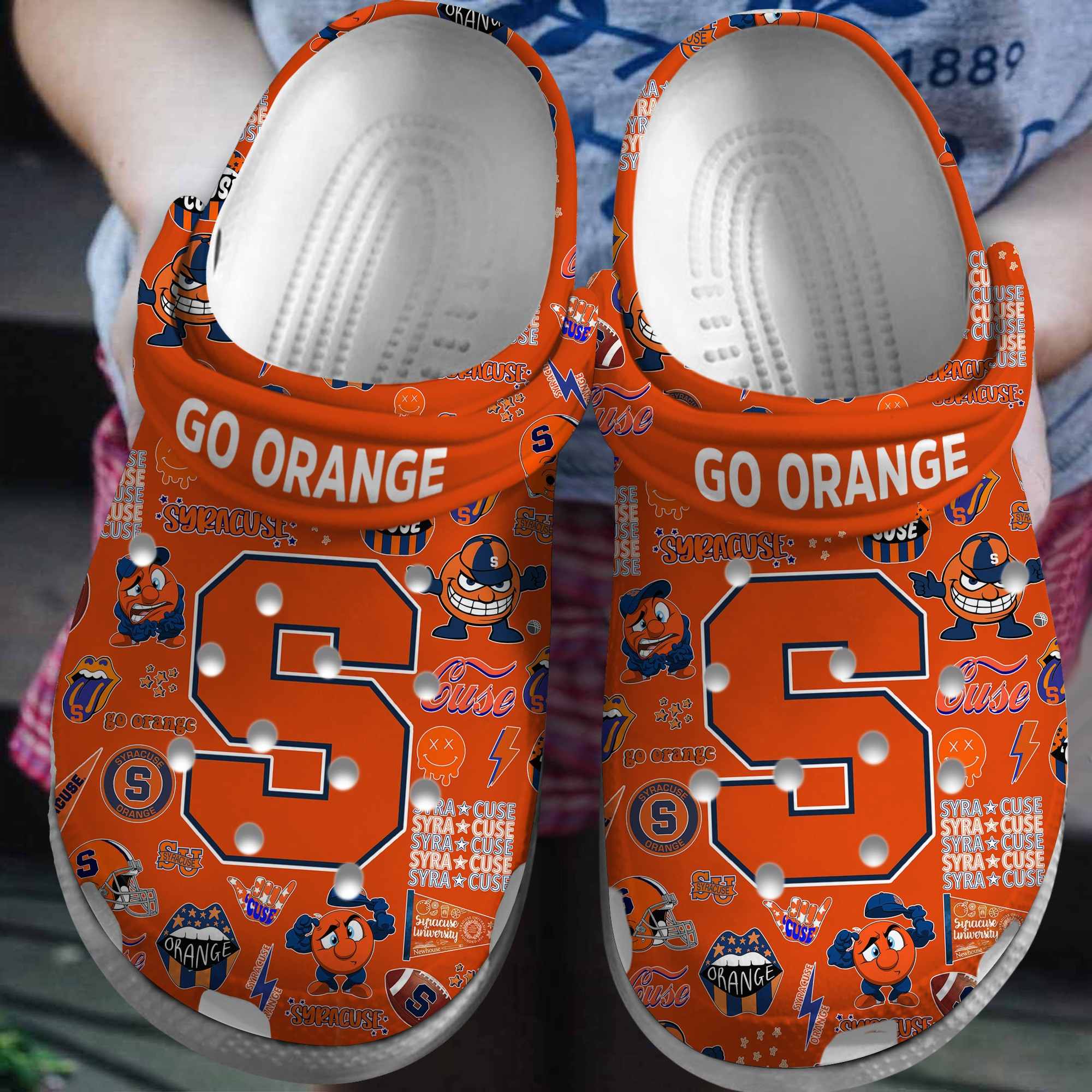 Footwearmerch Syracuse Orange NCAA Sport Crocs Crocband Clogs Shoes Comfortable For Men Women and Kids