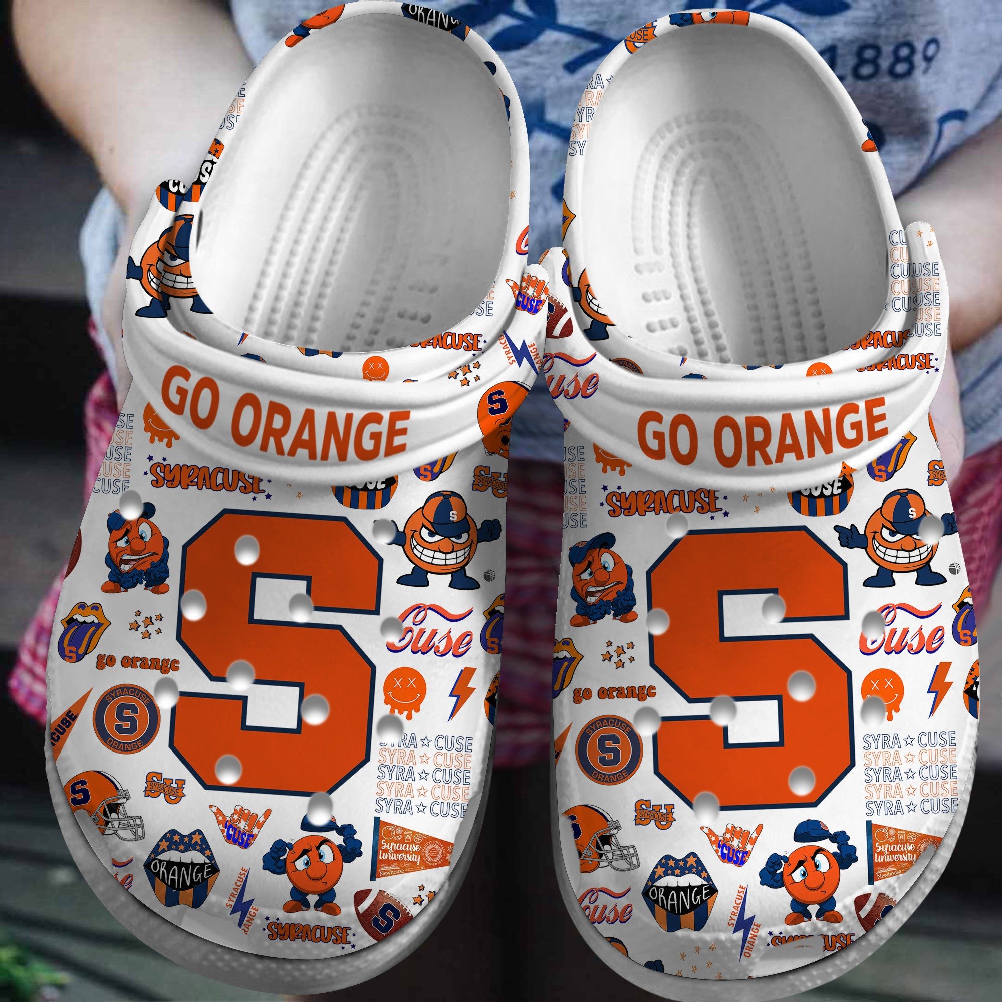 Footwearmerch Syracuse Orange NCAA Sport Crocs Crocband Clogs Shoes Comfortable For Men Women and Kids
