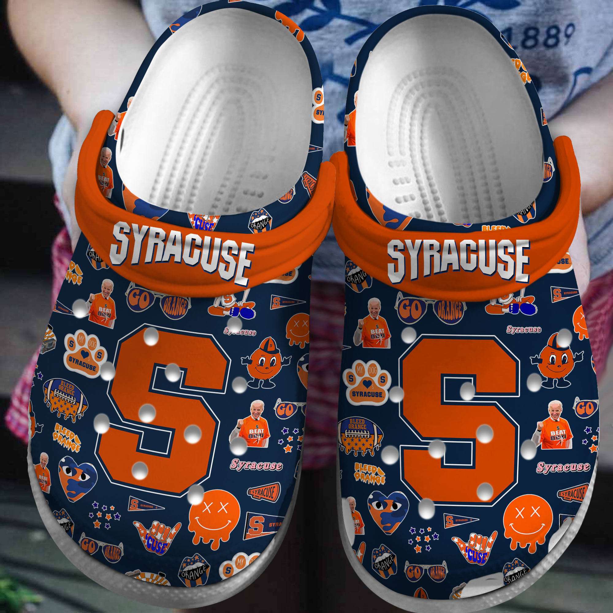 Footwearmerch Syracuse Orange NCAA Sport Crocs Crocband Clogs Shoes Comfortable For Men Women and Kids