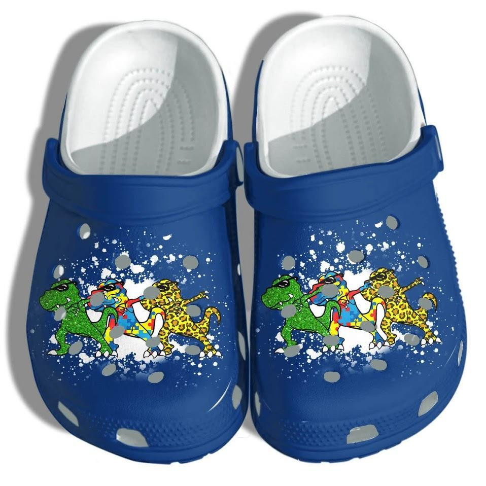 Footwearmerch T-Rex Dinosaurs Autism Kids Shoes - Autism Awareness Puzzle Cute Shoes Gifts For Boys Son