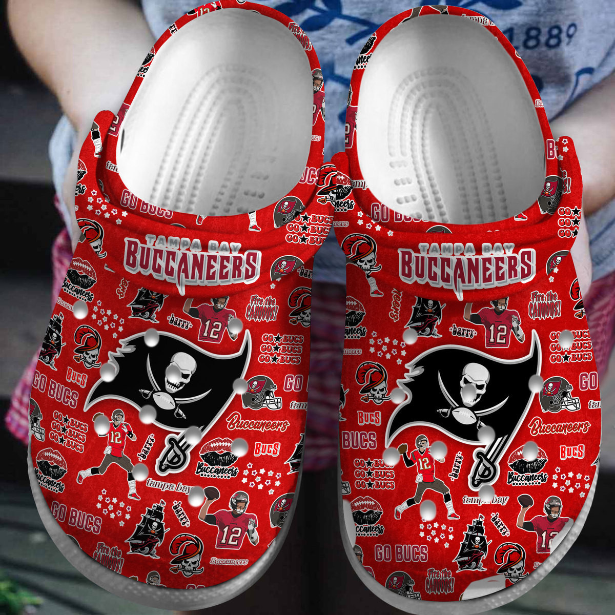Footwearmerch Tampa Bay Buccaneers NFL Sport Crocs Crocband Clogs Shoes Comfortable For Men Women and Kids