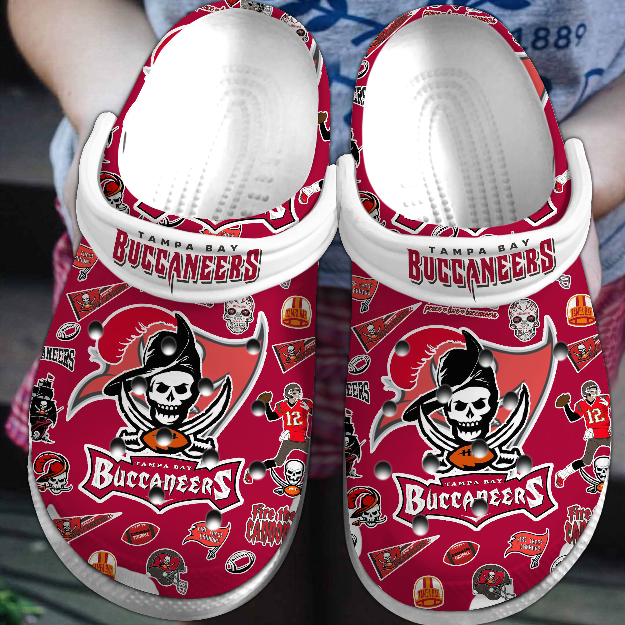 Footwearmerch Tampa Bay Buccaneers NFL Sport Crocs Crocband Clogs Shoes Comfortable For Men Women and Kids