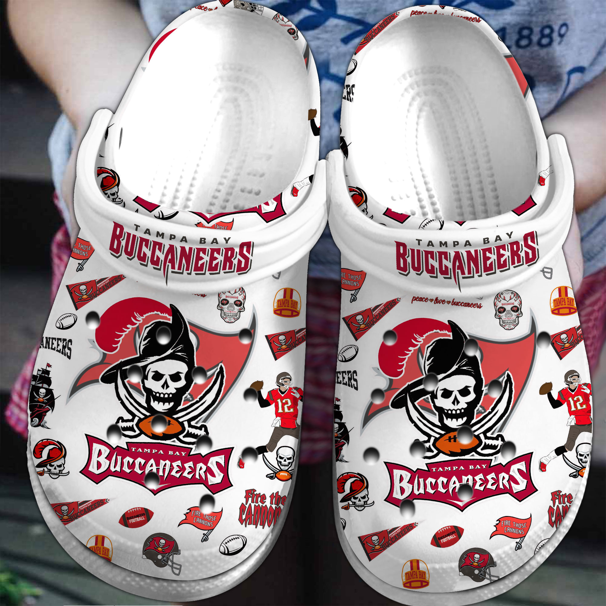 Footwearmerch Tampa Bay Buccaneers NFL Sport Crocs Crocband Clogs Shoes Comfortable For Men Women and Kids