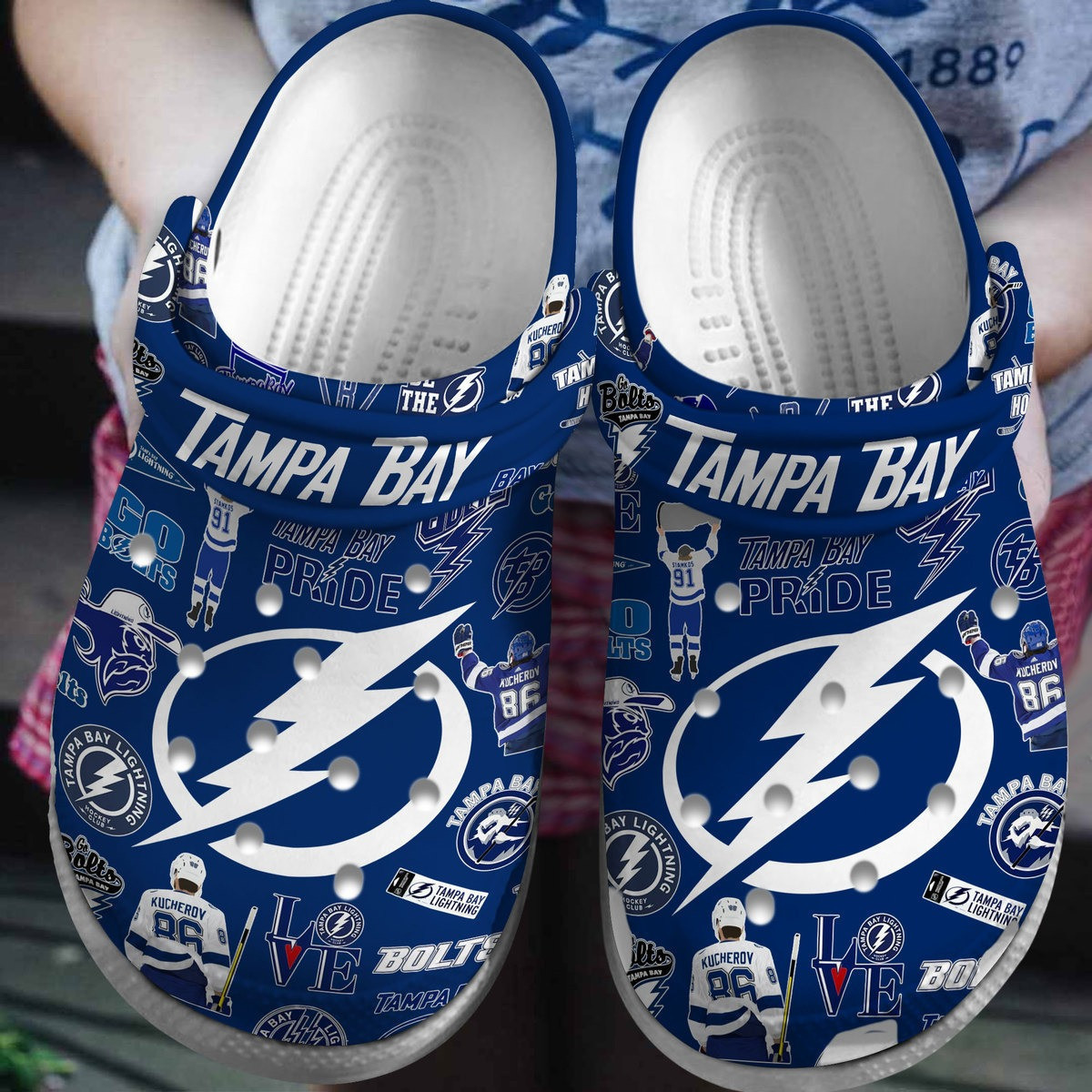 Footwearmerch Tampa Bay Lightning NHL Sport Crocs Crocband Clogs Shoes Comfortable For Men Women and Kids