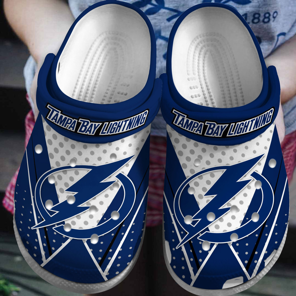 Footwearmerch Tampa Bay Lightning NHL Sport Crocs Crocband Clogs Shoes Comfortable For Men Women and Kids