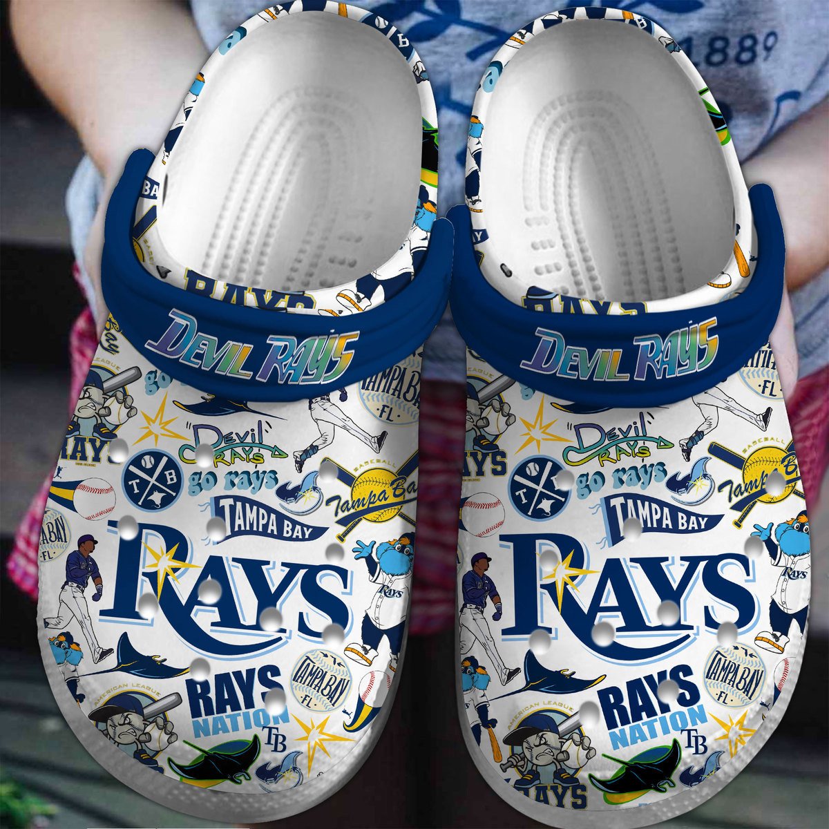 Footwearmerch Tampa Bay Rays MLB Sport Crocs Crocband Clogs Shoes Comfortable For Men Women and Kids