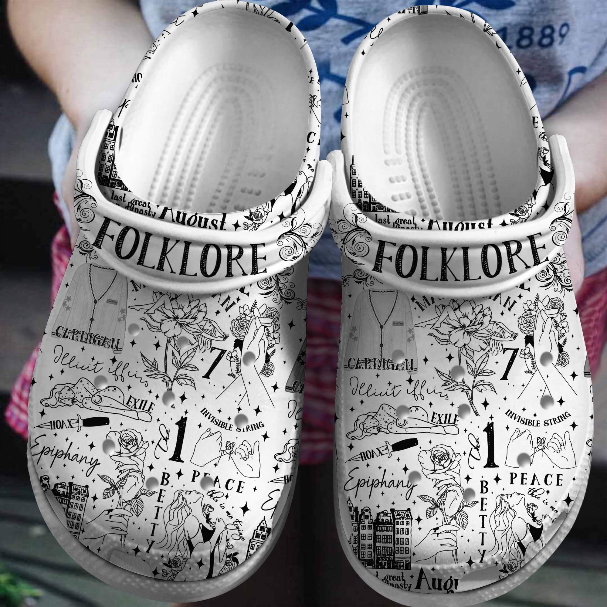 Footwearmerch Taylor Swift Music folklore Crocs Crocband Clogs Shoes Comfortable For Men Women and Kids