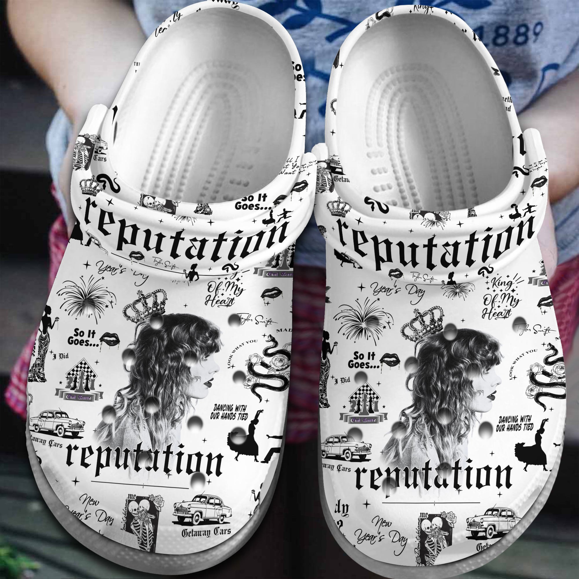 Footwearmerch Taylor Swift Music reputation Crocs Crocband Clogs Shoes Comfortable For Men Women and Kids