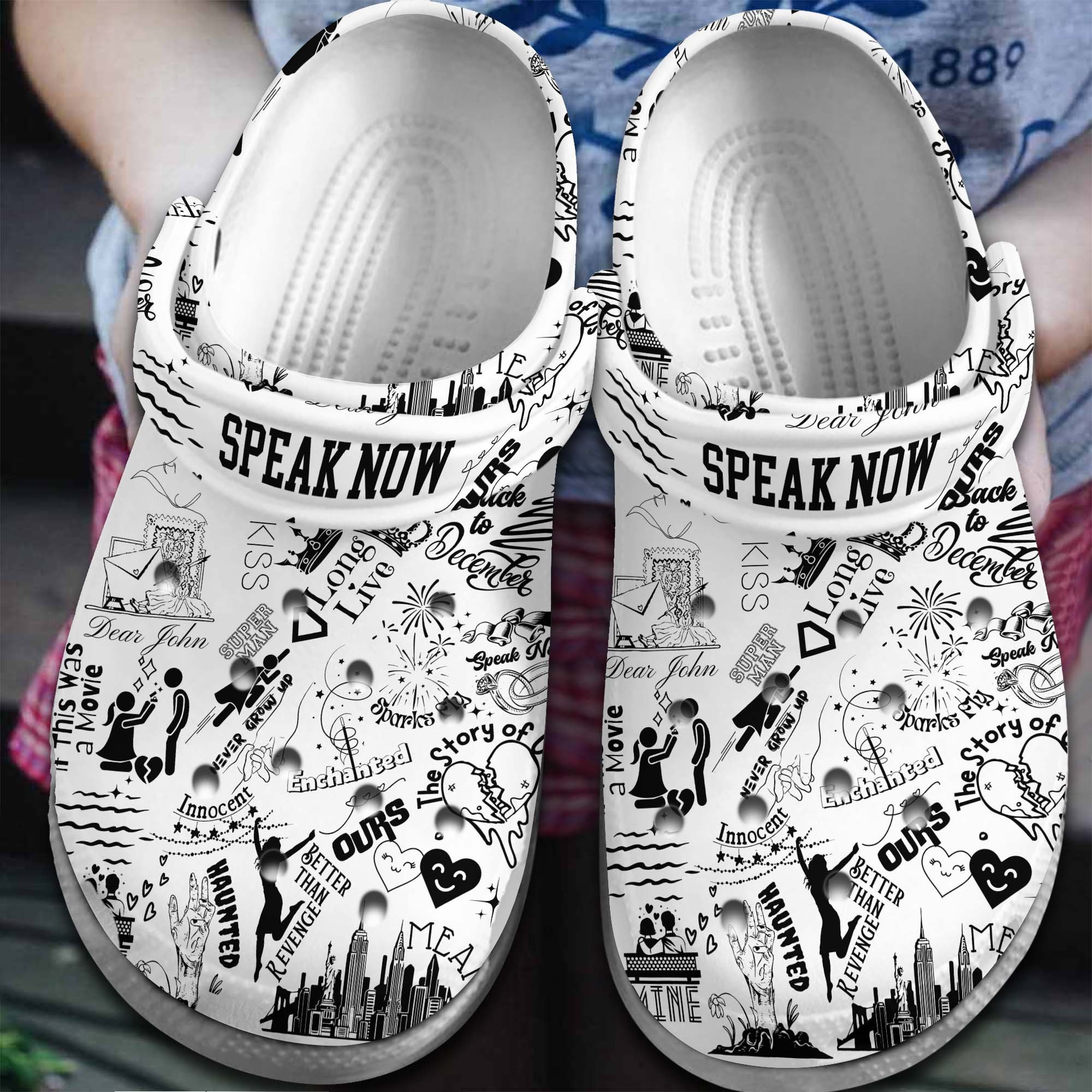 Footwearmerch Taylor Swift Music speak now Crocs Crocband Clogs Shoes Comfortable For Men Women and Kids