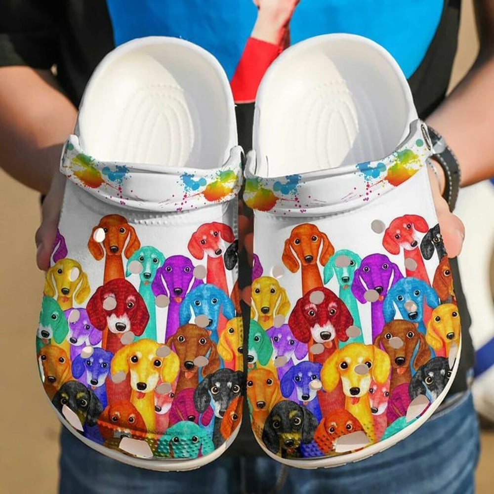 Footwearmerch Team Dachshund Colorful 102 Gift For Lover Rubber clog Shoes Comfy Footwear
