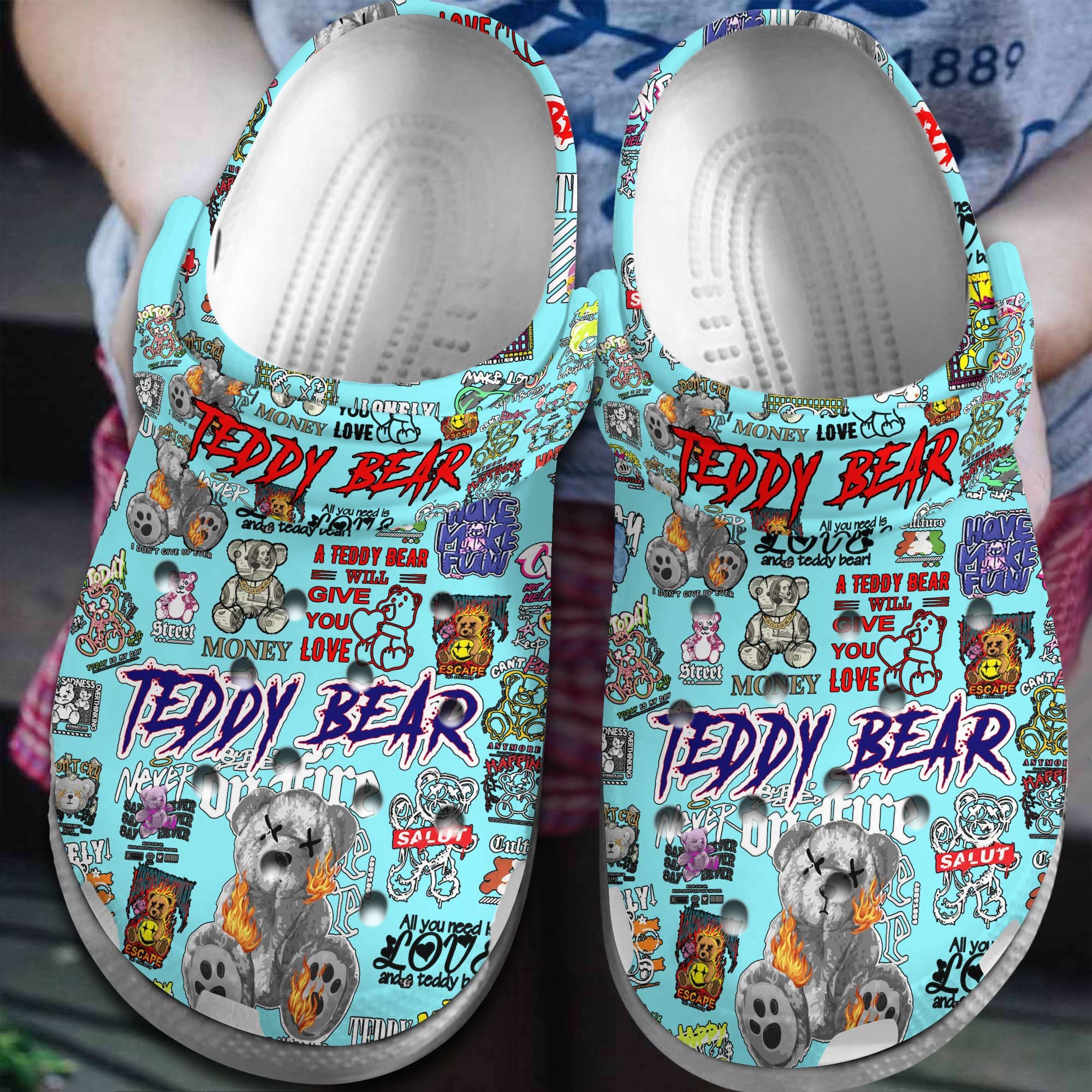 Footwearmerch Teddy Bear Movie Cartoon Crocs Crocband Clogs Shoes Comfortable For Men Women and Kids