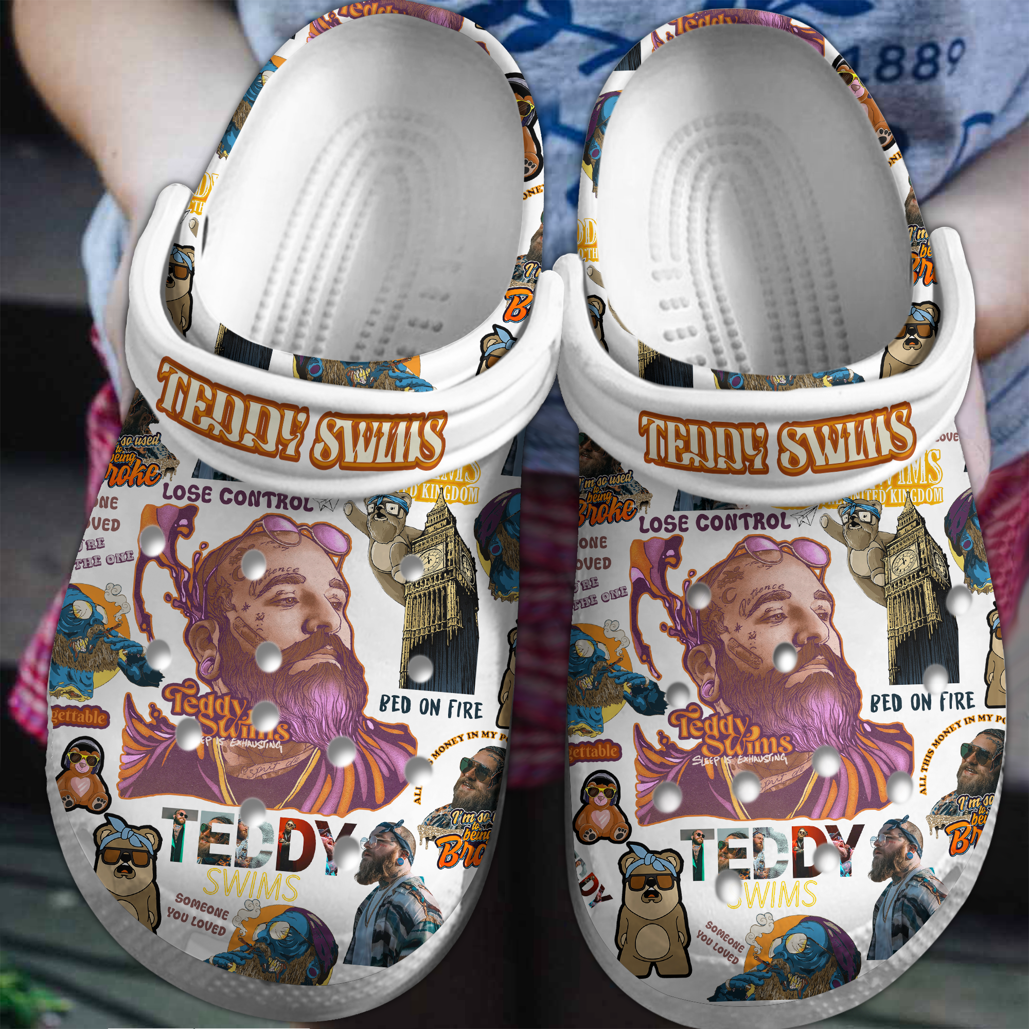 Footwearmerch Teddy Swims Music Crocs Crocband Clogs Shoes Comfortable For Men Women and Kids