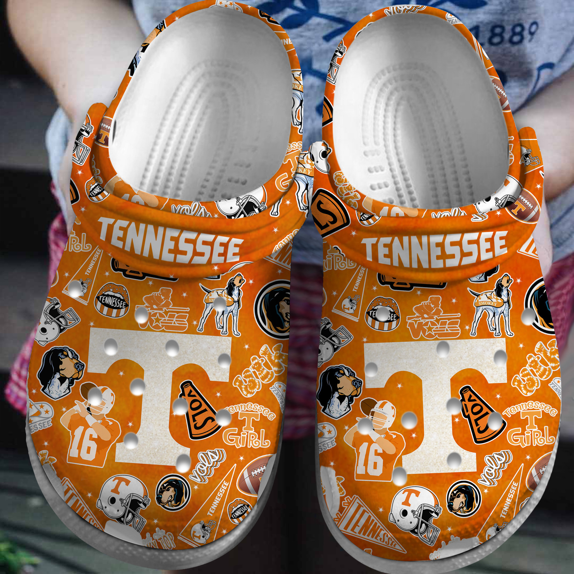Footwearmerch Tennessee Volunteers NCAA Sport Crocs Crocband Clogs Shoes Comfortable For Men Women and Kids