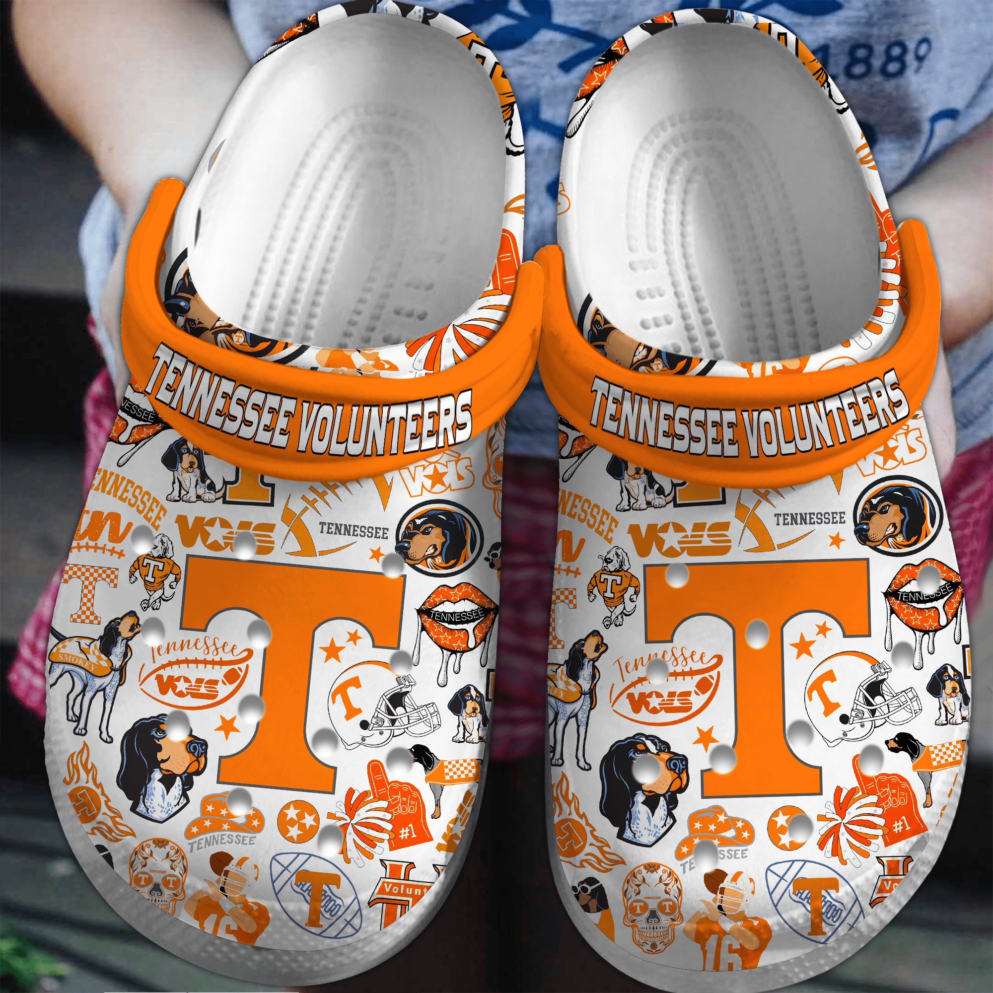Footwearmerch Tennessee Volunteers NCAA Sport Crocs Crocband Clogs Shoes Comfortable For Men Women and Kids