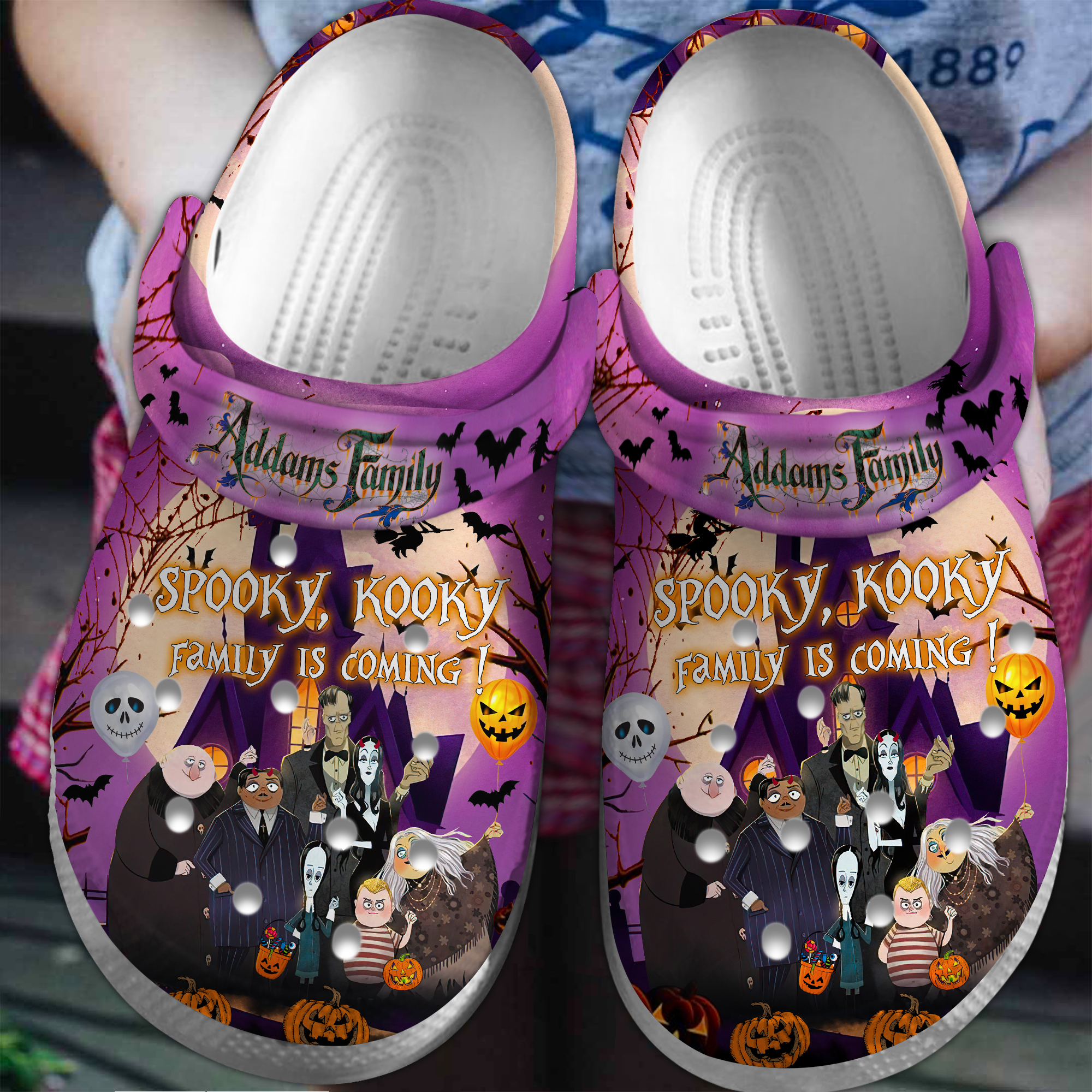 Footwearmerch The Addams Family Cartoon Crocs Crocband Clogs Shoes Comfortable For Men Women and Kids