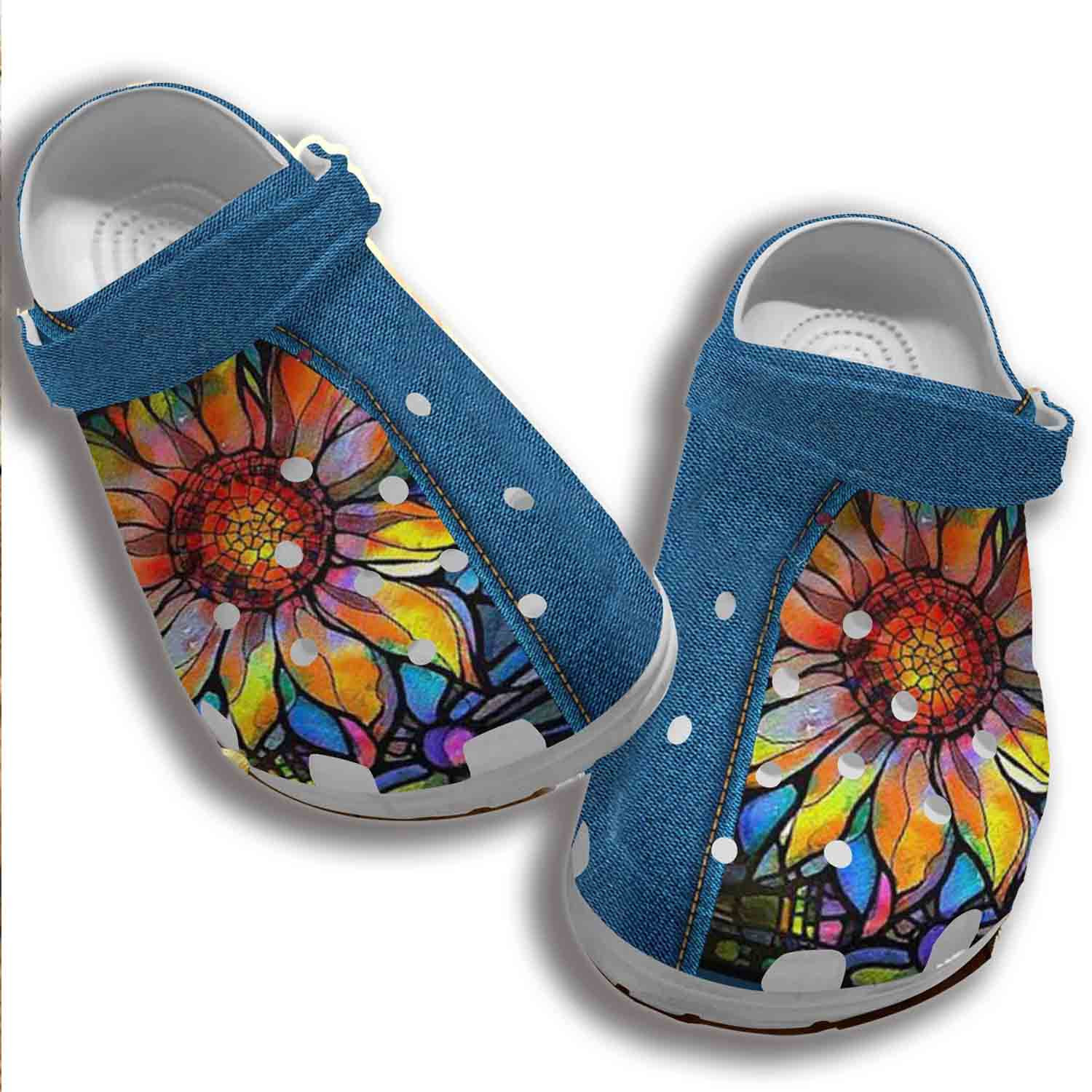 Footwearmerch The Colorful Natural Sunflower Croc Shoes Men Women - Hippie Style Shoes Crocbland Clog Gifts For Son Daughter