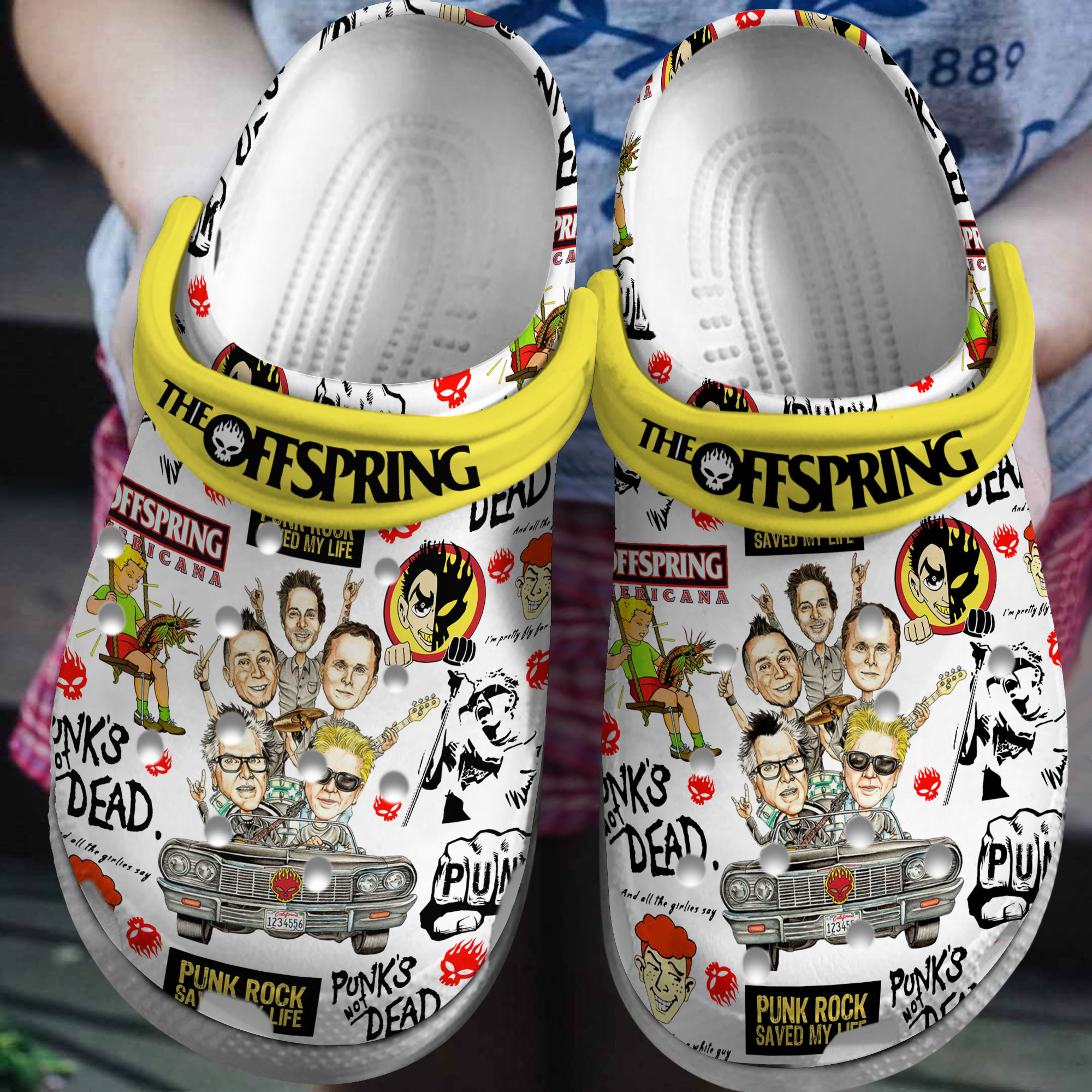 Footwearmerch The Offspring Music Crocs Crocband Clogs Shoes Comfortable For Men Women and Kids