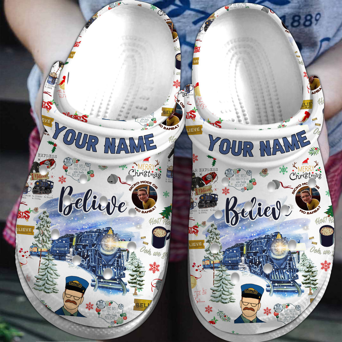 Footwearmerch The Polar Express Cartoon Crocs Crocband Clogs Shoes Comfortable For Men Women and Kids