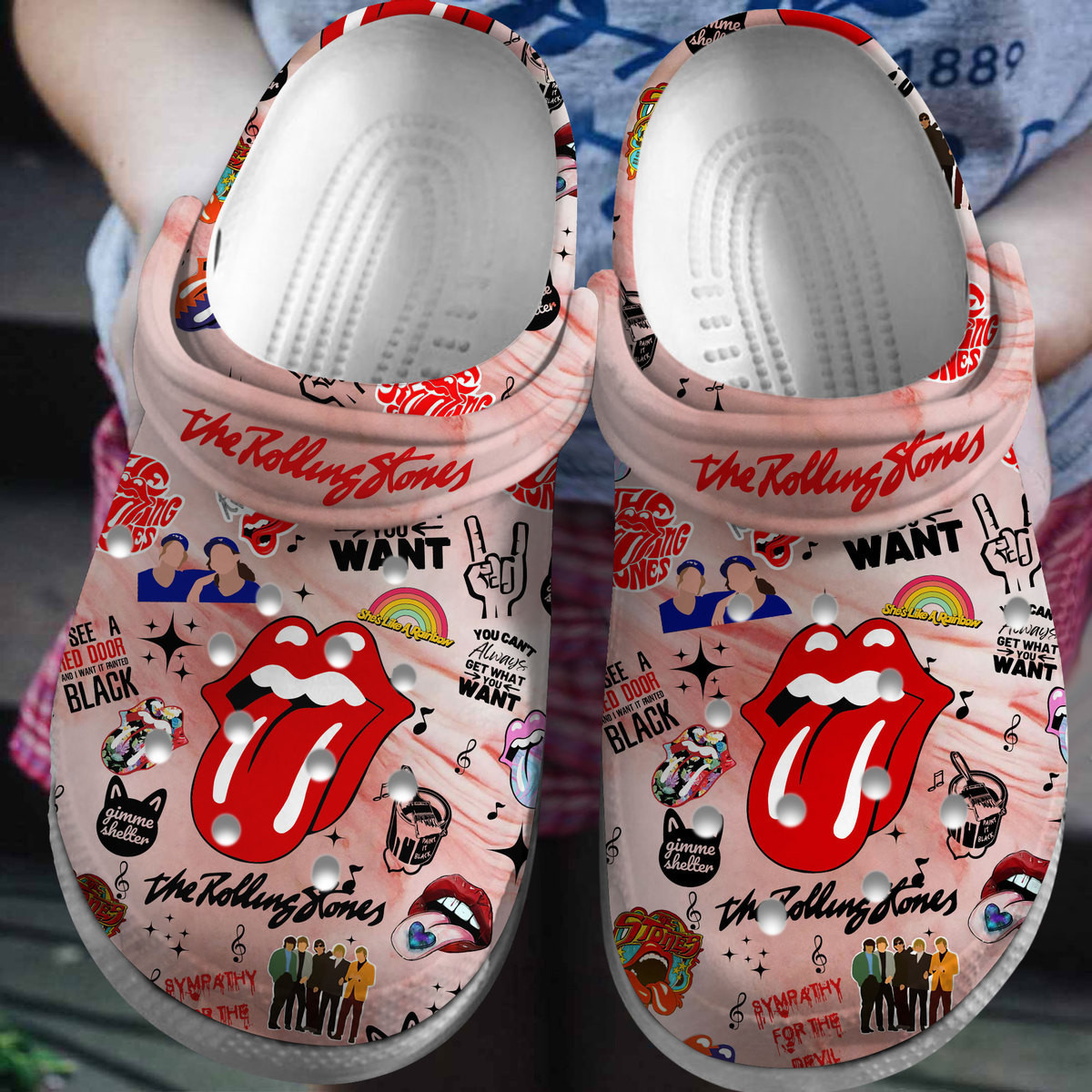 Footwearmerch The Rolling Stones Music Crocs Crocband Clogs Shoes Comfortable For Men Women and Kids