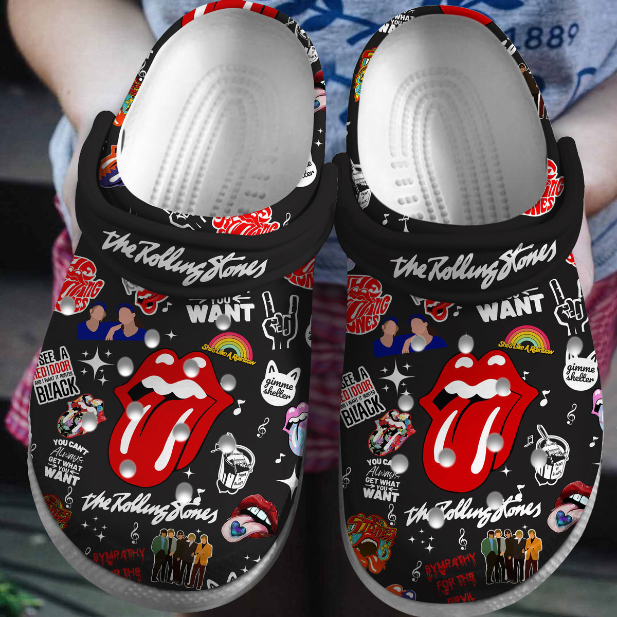 Footwearmerch The Rolling Stones Music Crocs Crocband Clogs Shoes Comfortable For Men Women and Kids