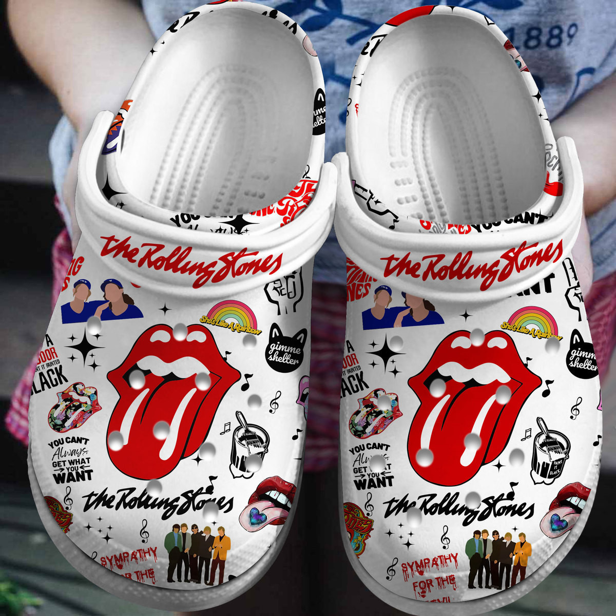 Footwearmerch The Rolling Stones Music Crocs Crocband Clogs Shoes Comfortable For Men Women and Kids