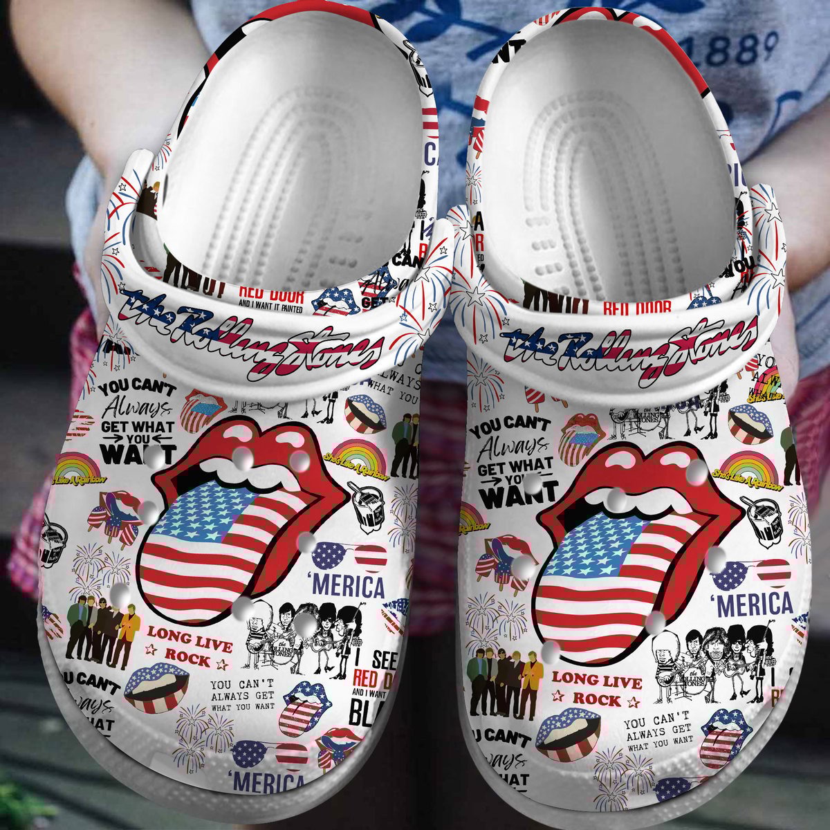 Footwearmerch The Rolling Stones Music Crocs Crocband Clogs Shoes Comfortable For Men Women and Kids
