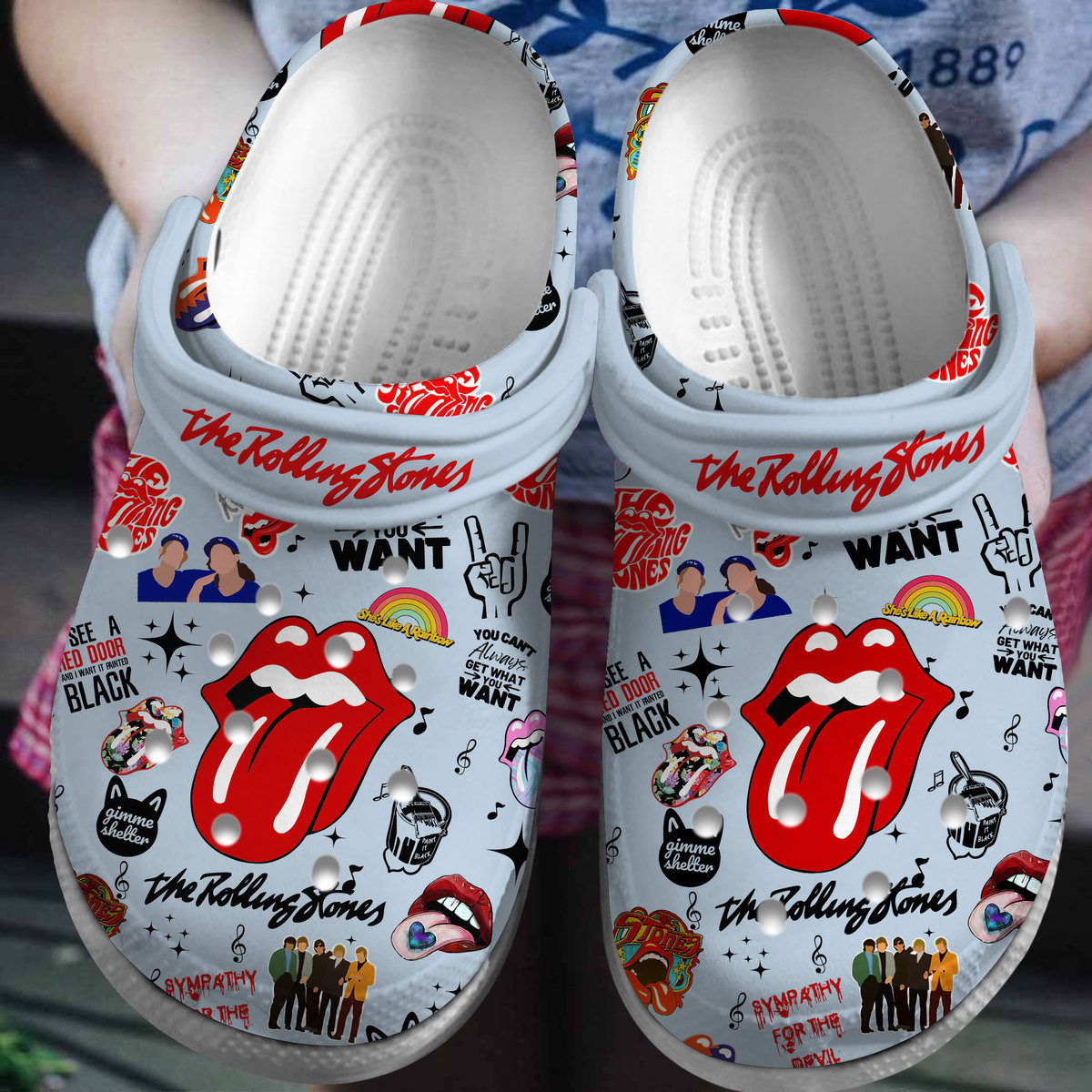 Footwearmerch The Rolling Stones Music Crocs Crocband Clogs Shoes Comfortable For Men Women and Kids