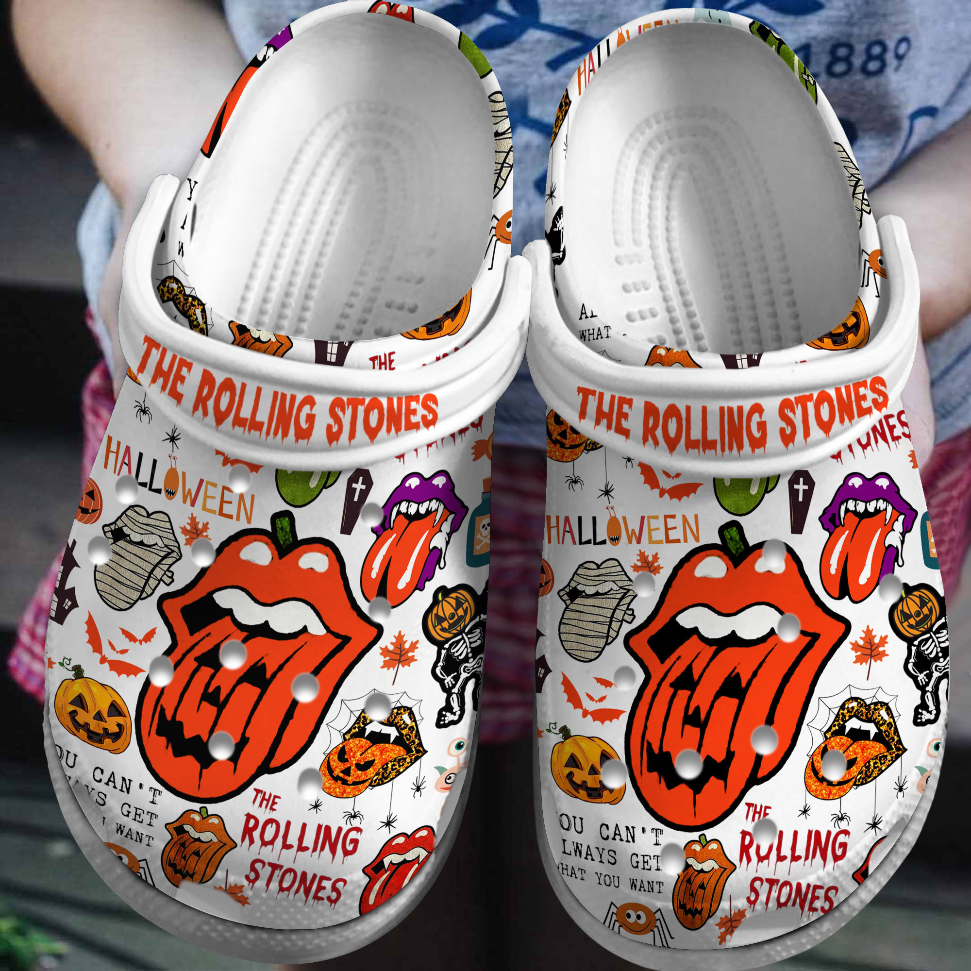 Footwearmerch The Rolling Stones Music Crocs Crocband Clogs Shoes Comfortable For Men Women and Kids