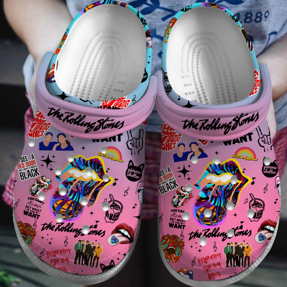 Footwearmerch The Rolling Stones Music Crocs Crocband Clogs Shoes Comfortable For Men Women and Kids