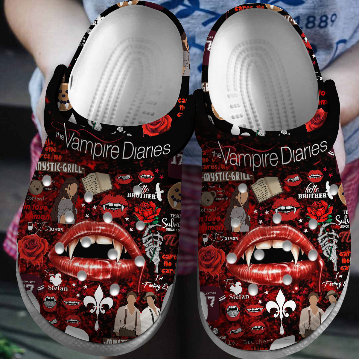 Footwearmerch The Vampire Diaries TV Series Crocs Crocband Clogs Shoes Comfortable For Men Women and Kids