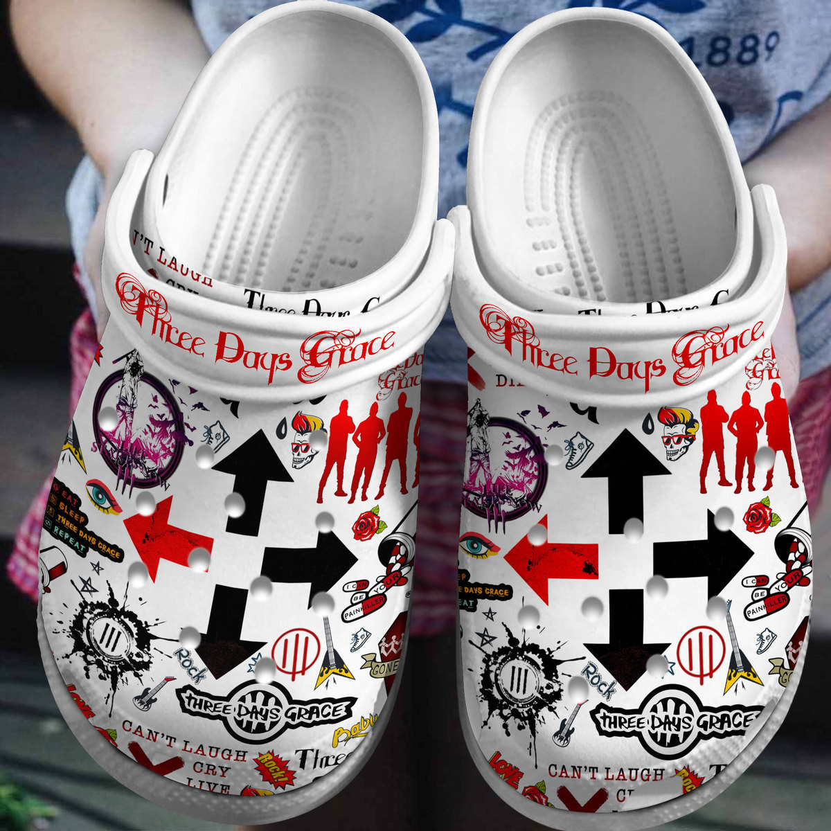Footwearmerch Three Days Grace Music Crocs Crocband Clogs Shoes Comfortable For Men Women and Kids