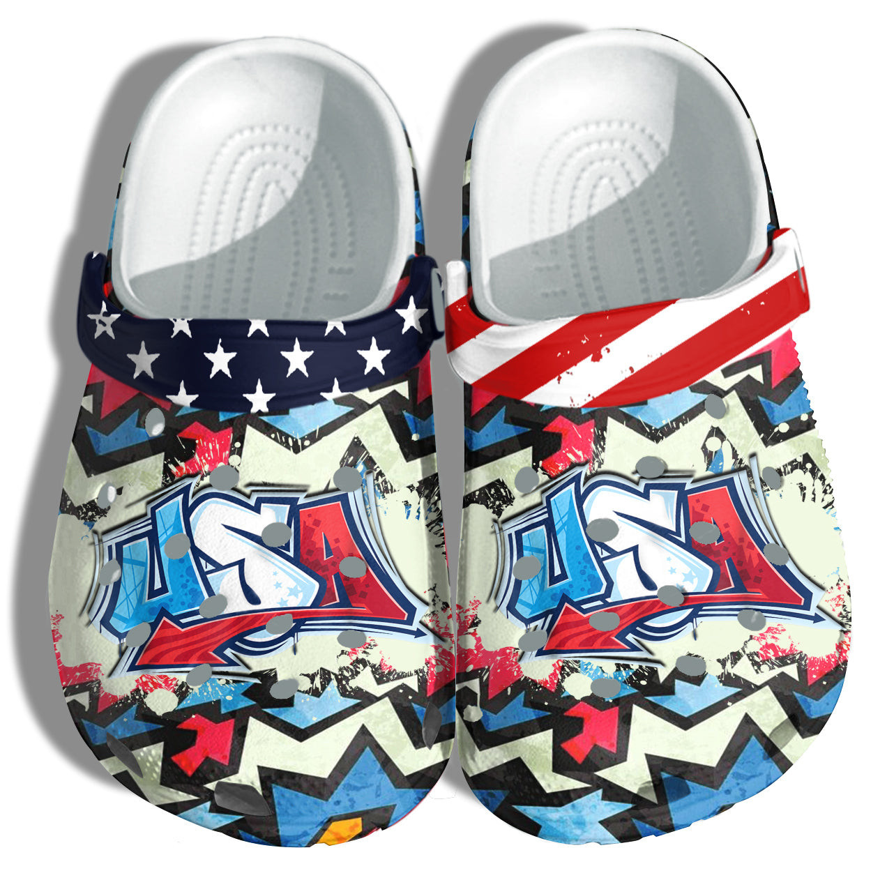 Footwearmerch Tie Dye Usa Typhography 4Th Of July Shoes Gift Women - Colorful Hippie Cool America Flag Shoes Birthday Gift