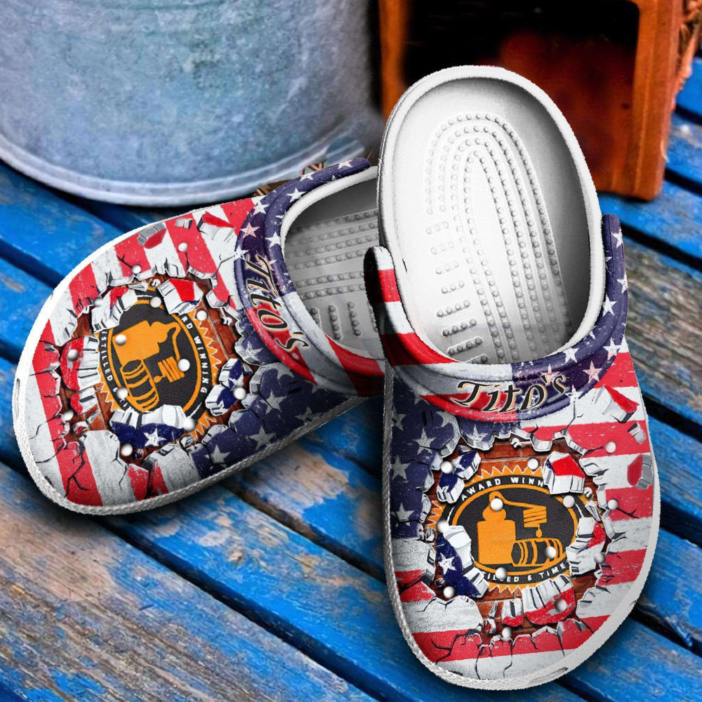 Footwearmerch Tito Broken Brick American Flag Rubber clog Shoes Comfy Footwear