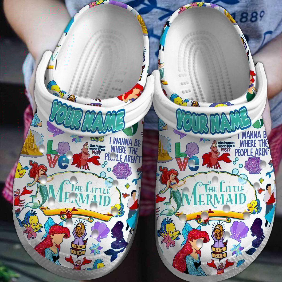 Footwearmerch The Little Mermaid Cartoon Crocs Crocband Clogs Shoes For Men Women and Kids