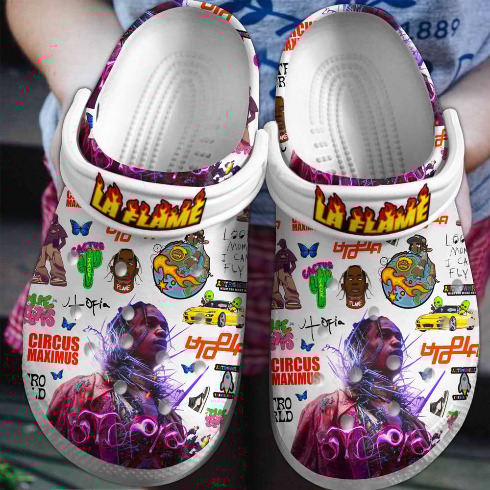 Footwearmerch Travis Scott Music Crocs Crocband Clogs Shoes Comfortable For Men Women and Kids