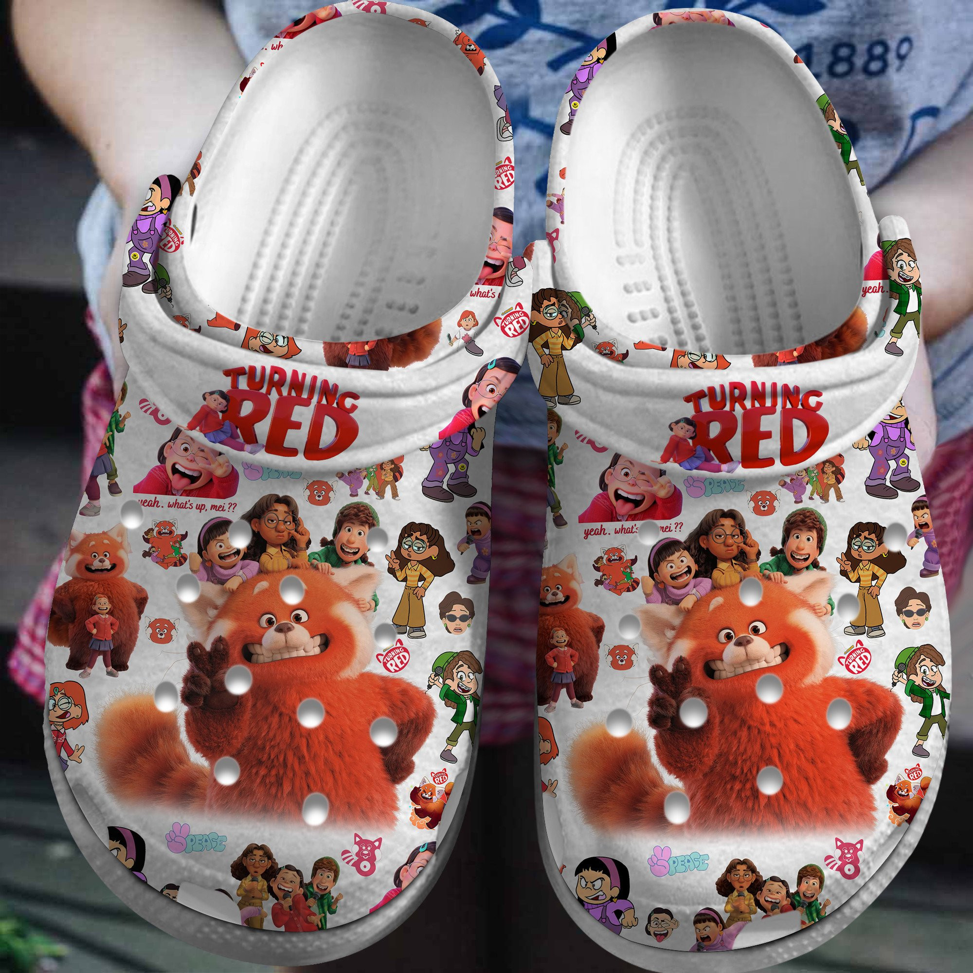 Footwearmerch Turning Red Cartoon Crocs Crocband Clogs Shoes Comfortable For Men Women and Kids